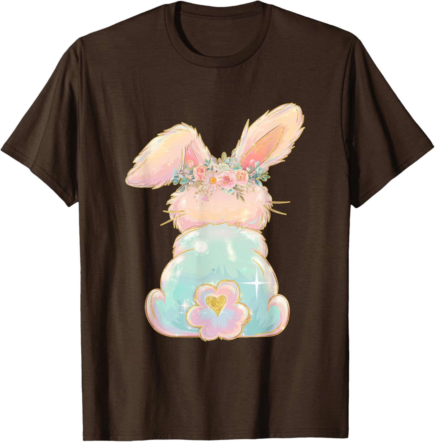 Cute Easter Bunny Coquette Bow Brushstroke Easter Girl Kids T-Shirt