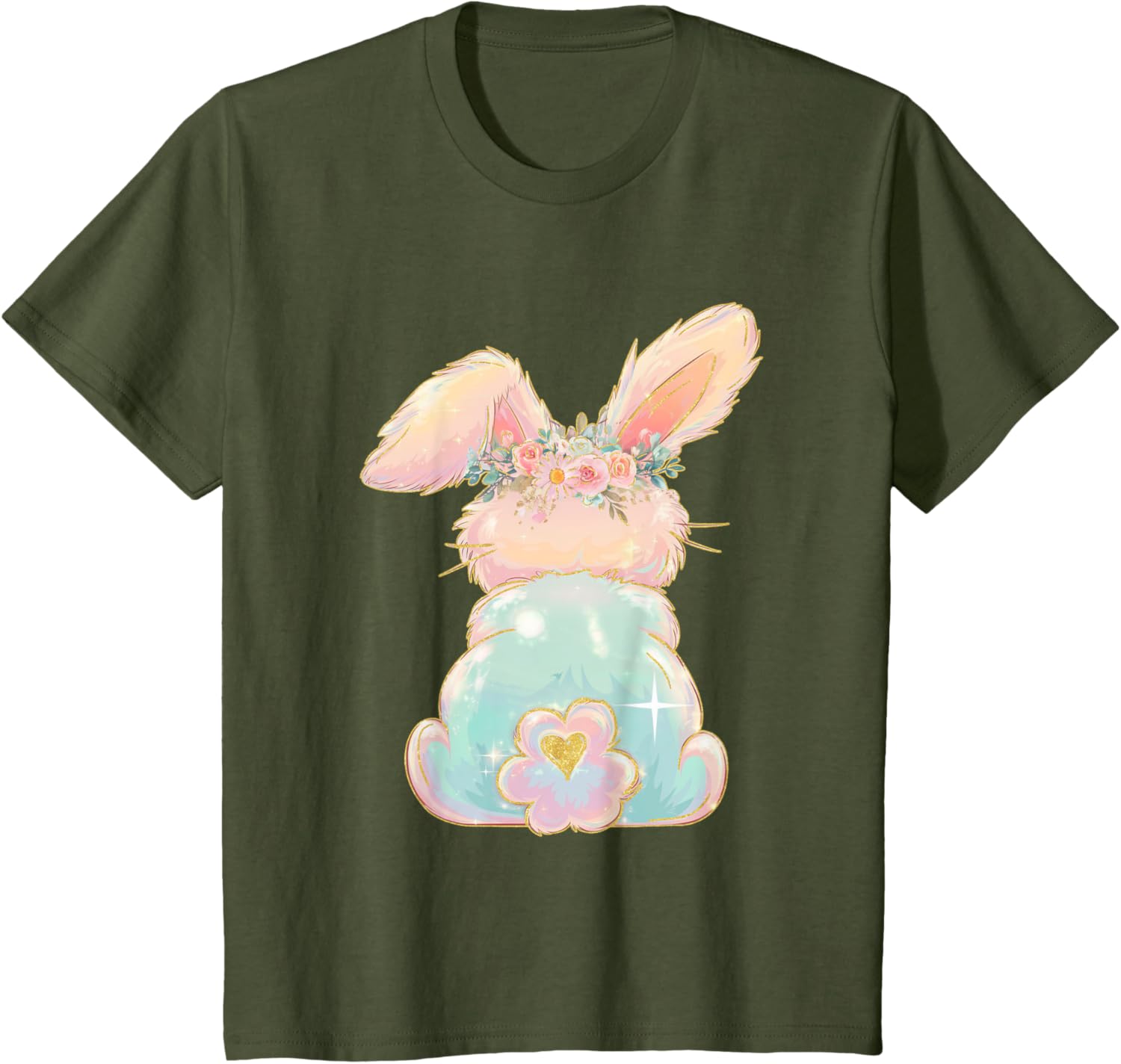 Cute Easter Bunny Coquette Bow Brushstroke Easter Girl Kids T-Shirt