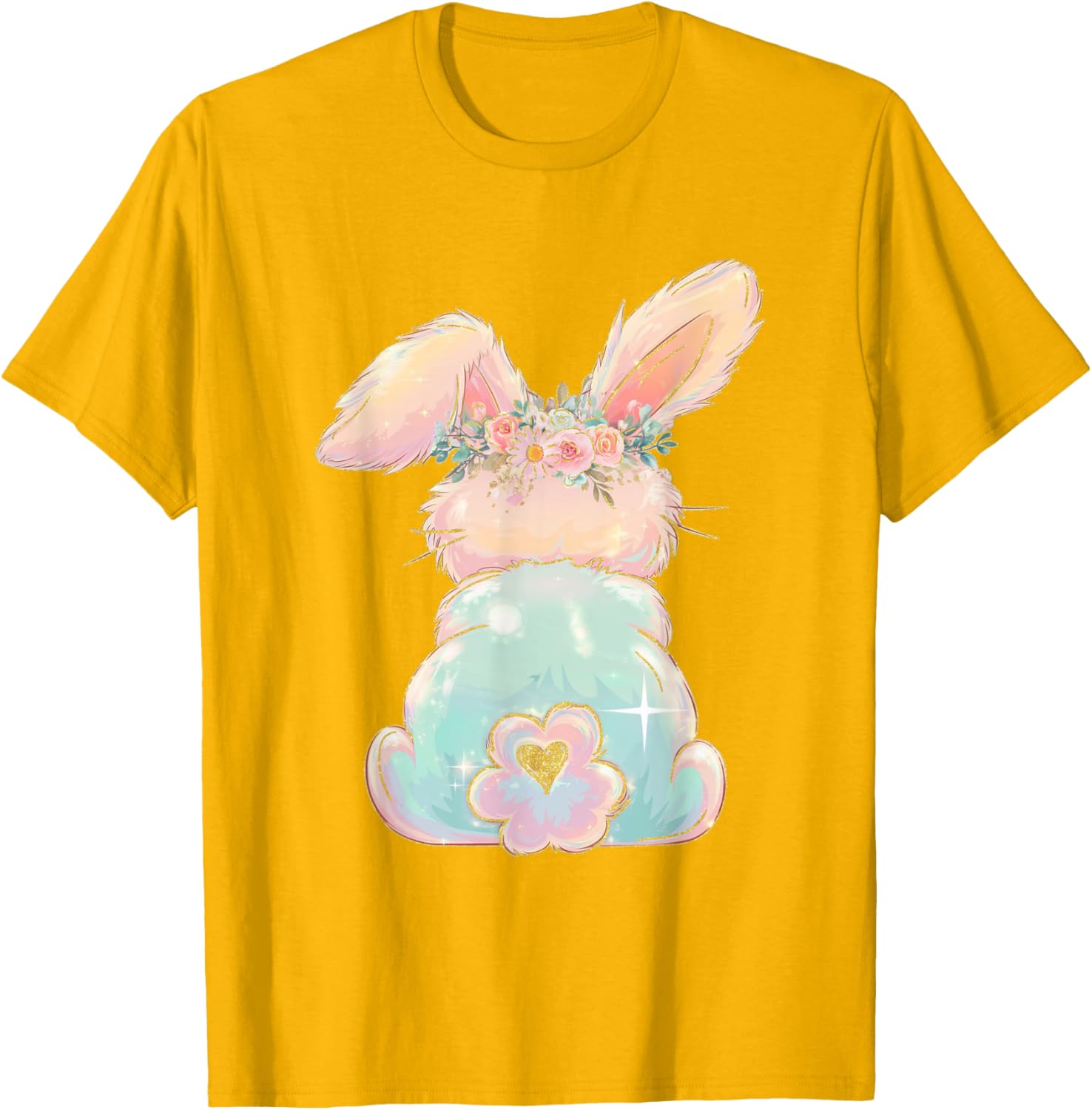 Cute Easter Bunny Coquette Bow Brushstroke Easter Girl Kids T-Shirt