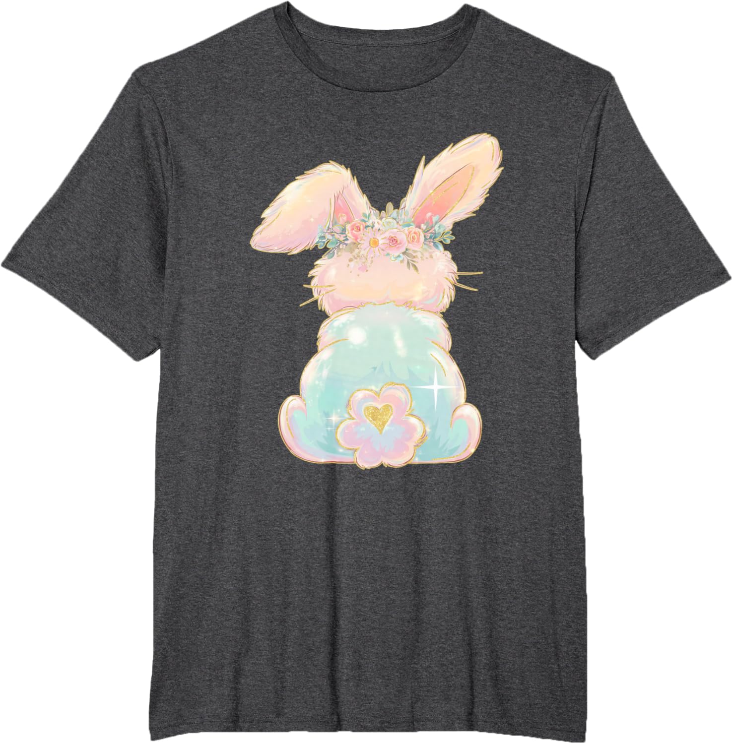 Cute Easter Bunny Coquette Bow Brushstroke Easter Girl Kids T-Shirt