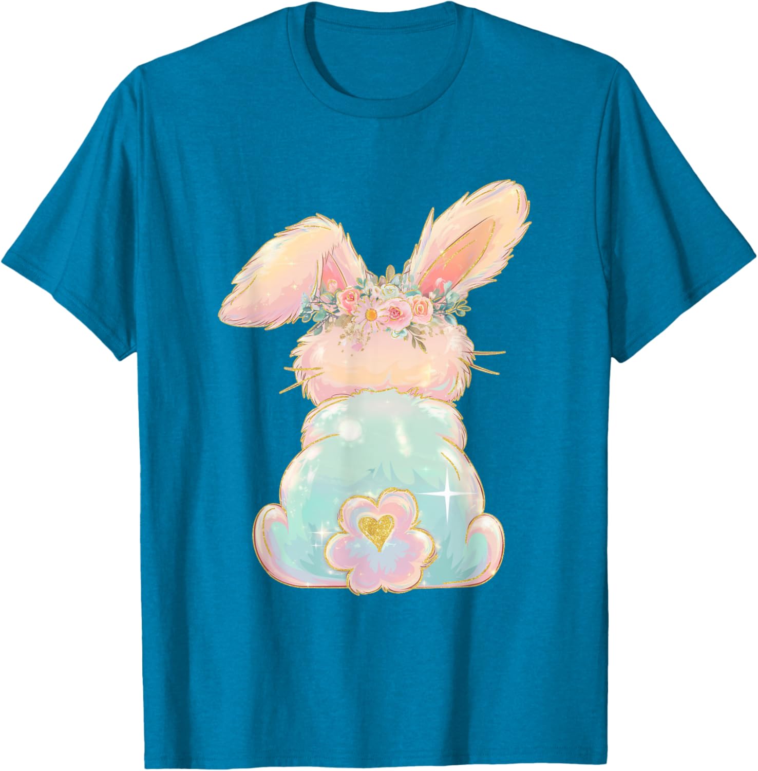 Cute Easter Bunny Coquette Bow Brushstroke Easter Girl Kids T-Shirt