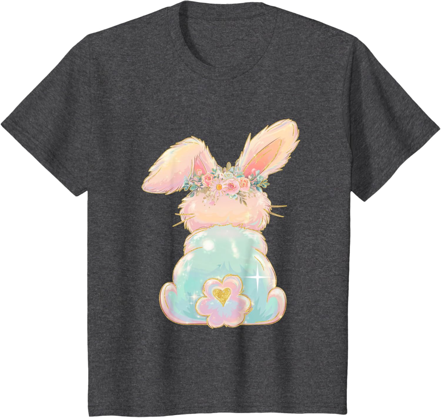 Cute Easter Bunny Coquette Bow Brushstroke Easter Girl Kids T-Shirt