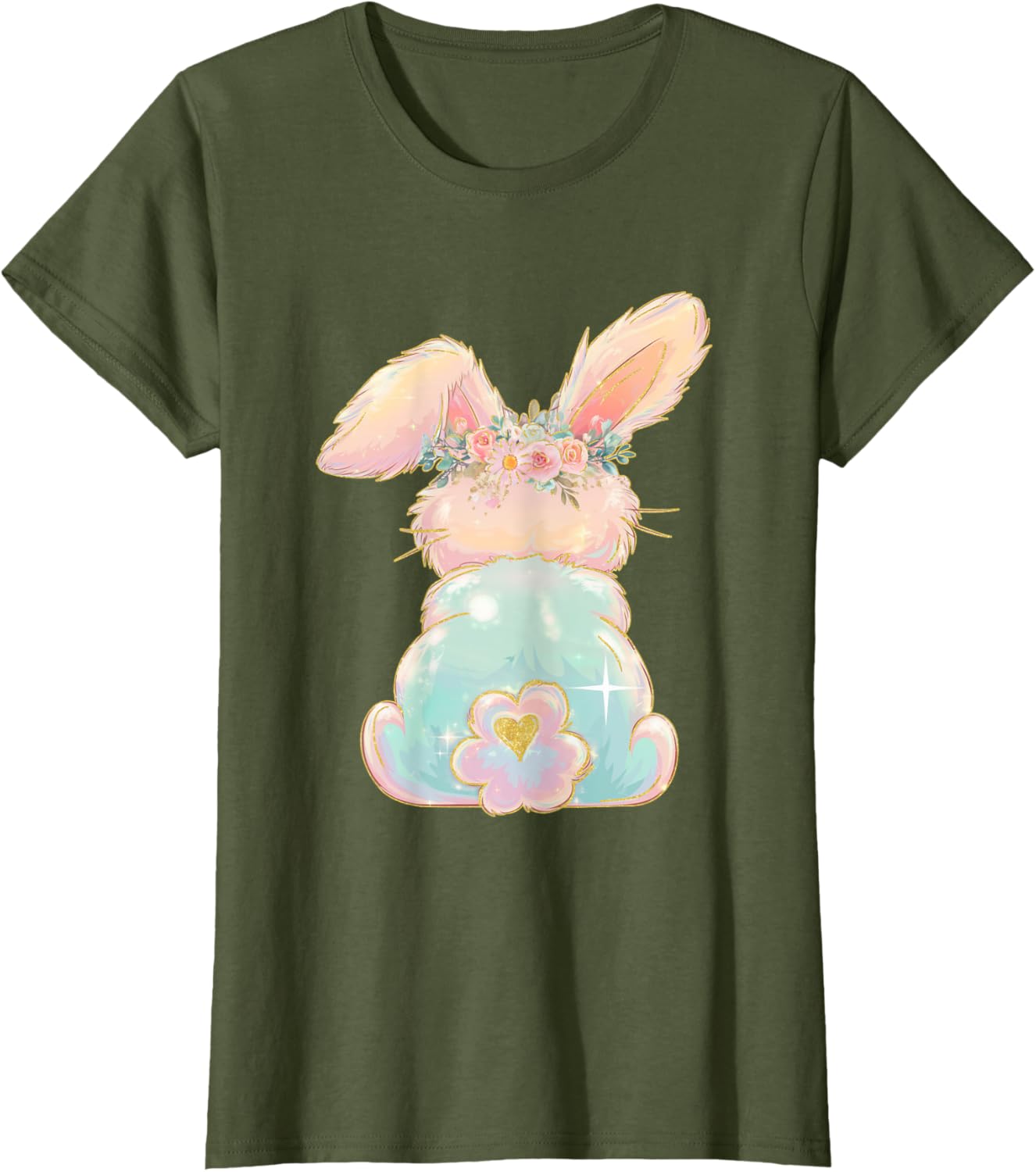 Cute Easter Bunny Coquette Bow Brushstroke Easter Girl Kids T-Shirt