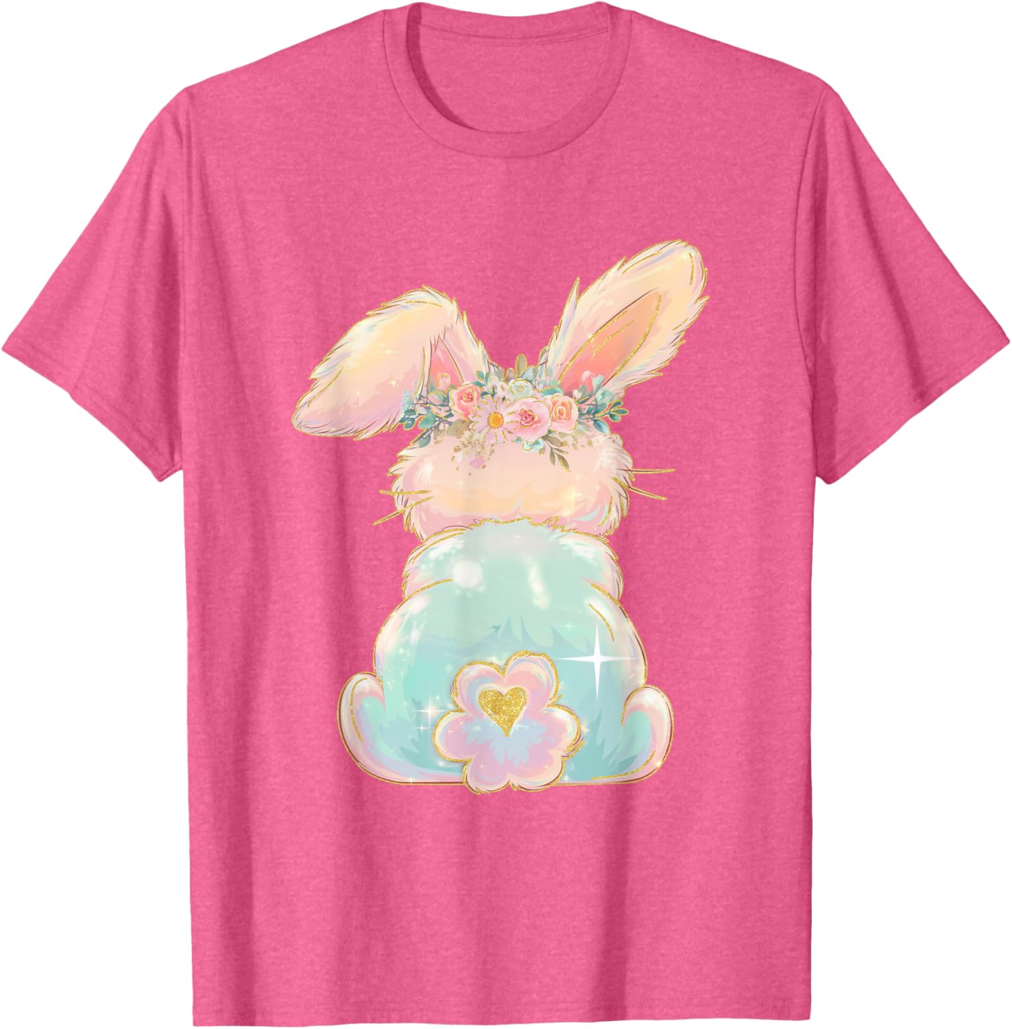 Cute Easter Bunny Coquette Bow Brushstroke Easter Girl Kids T-Shirt