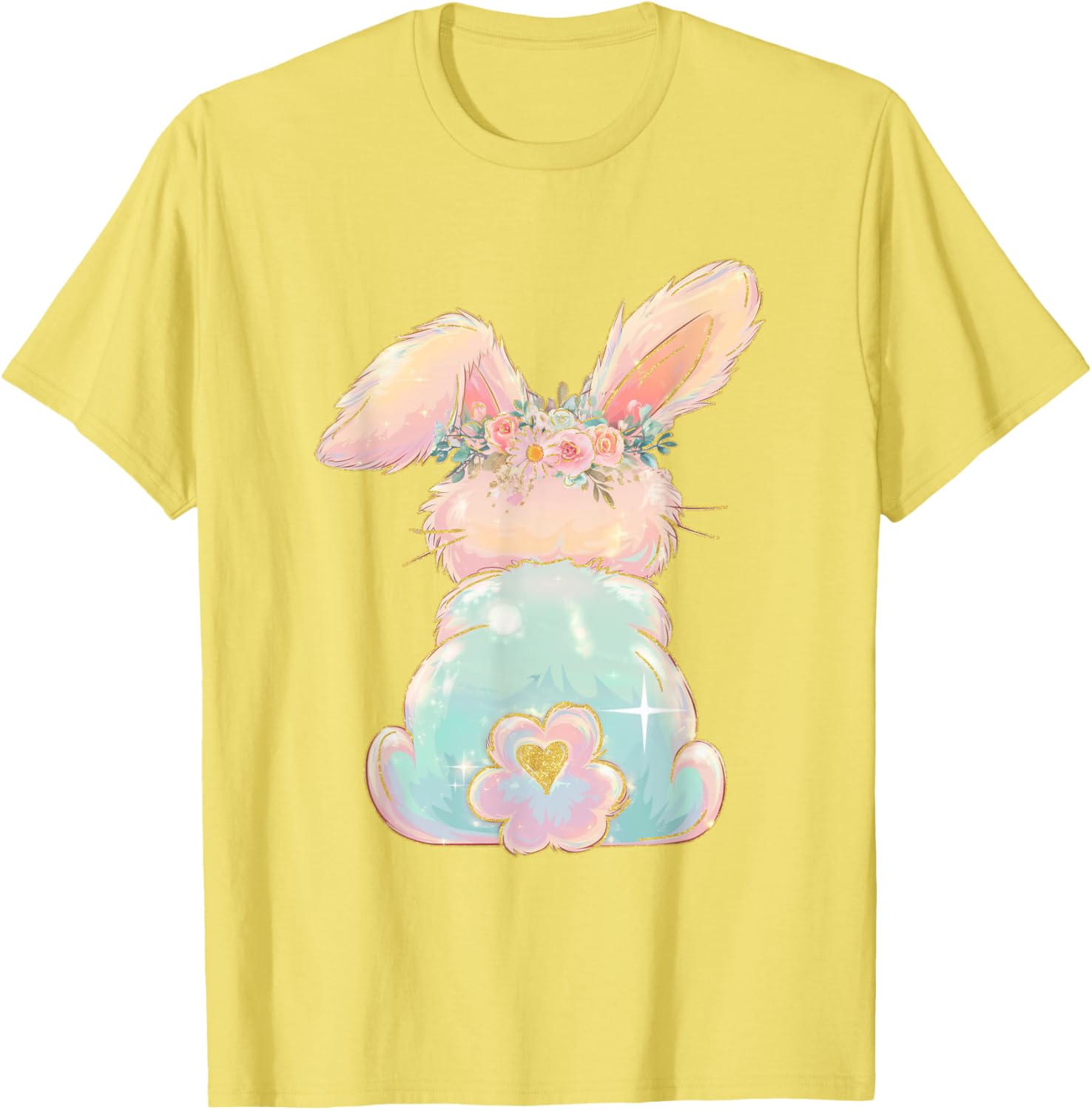 Cute Easter Bunny Coquette Bow Brushstroke Easter Girl Kids T-Shirt