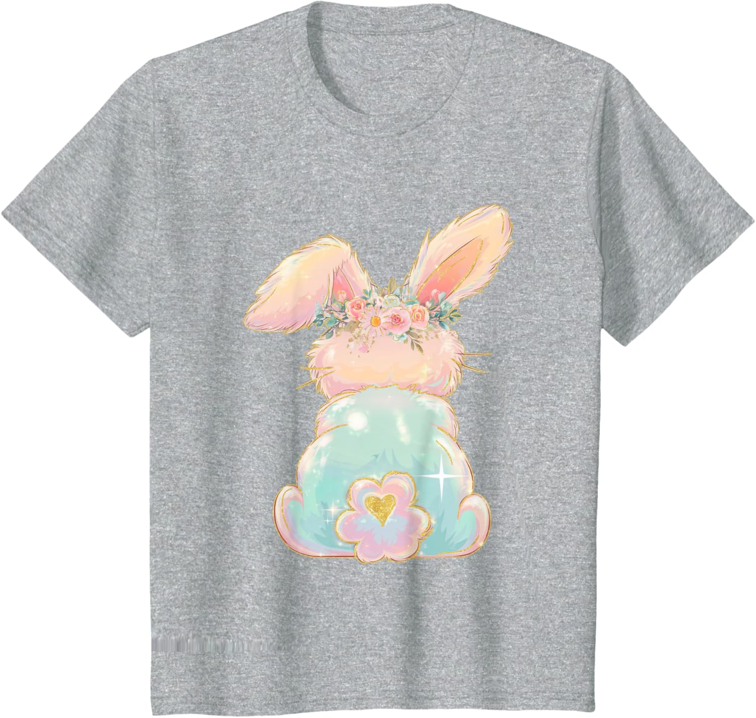 Cute Easter Bunny Coquette Bow Brushstroke Easter Girl Kids T-Shirt