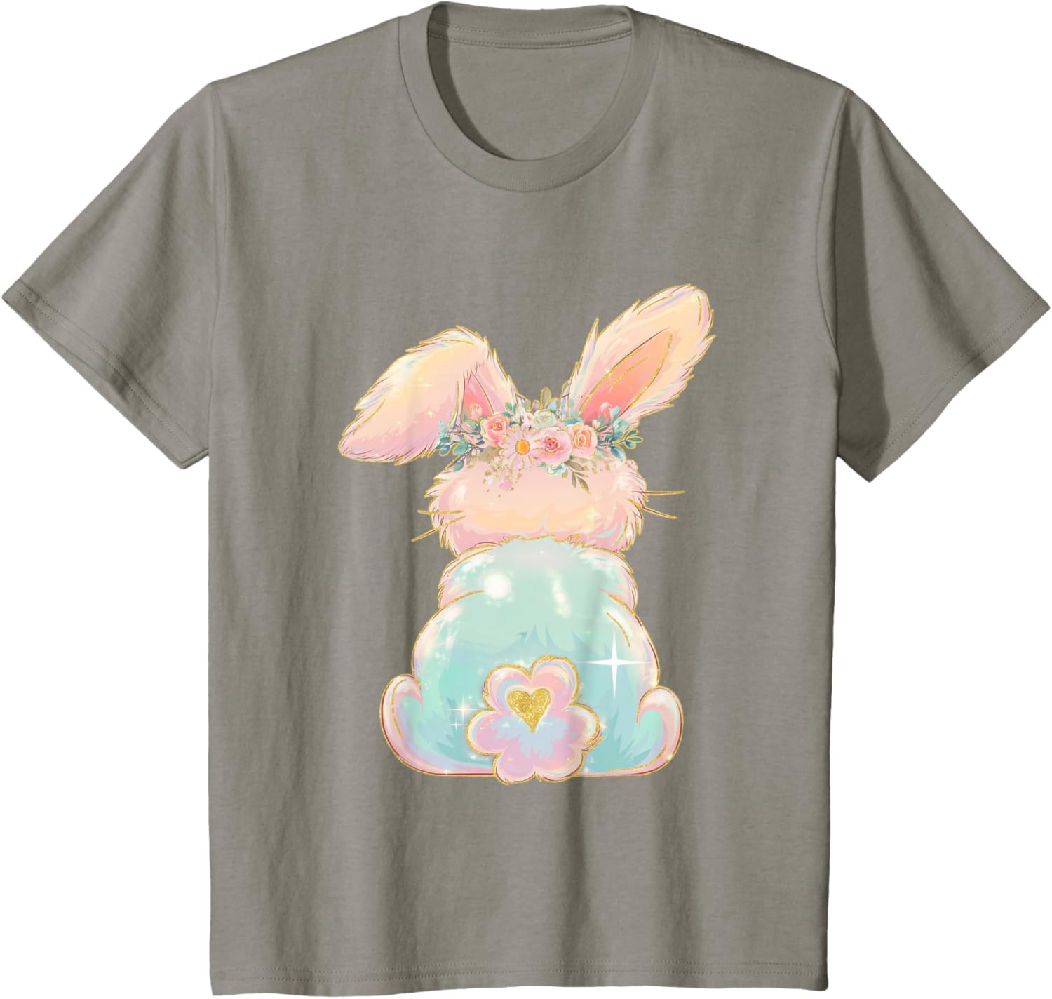 Cute Easter Bunny Coquette Bow Brushstroke Easter Girl Kids T-Shirt