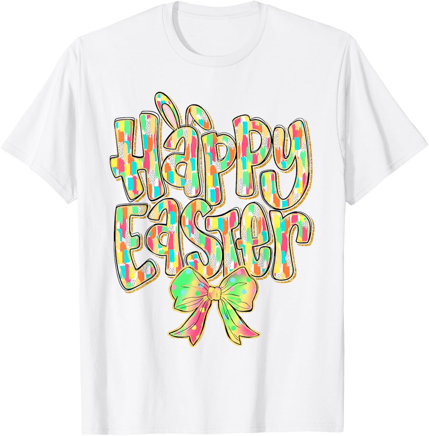 Cute Easter Bunny Coquette Bow Girl Women Happy Easter Day T-Shirt