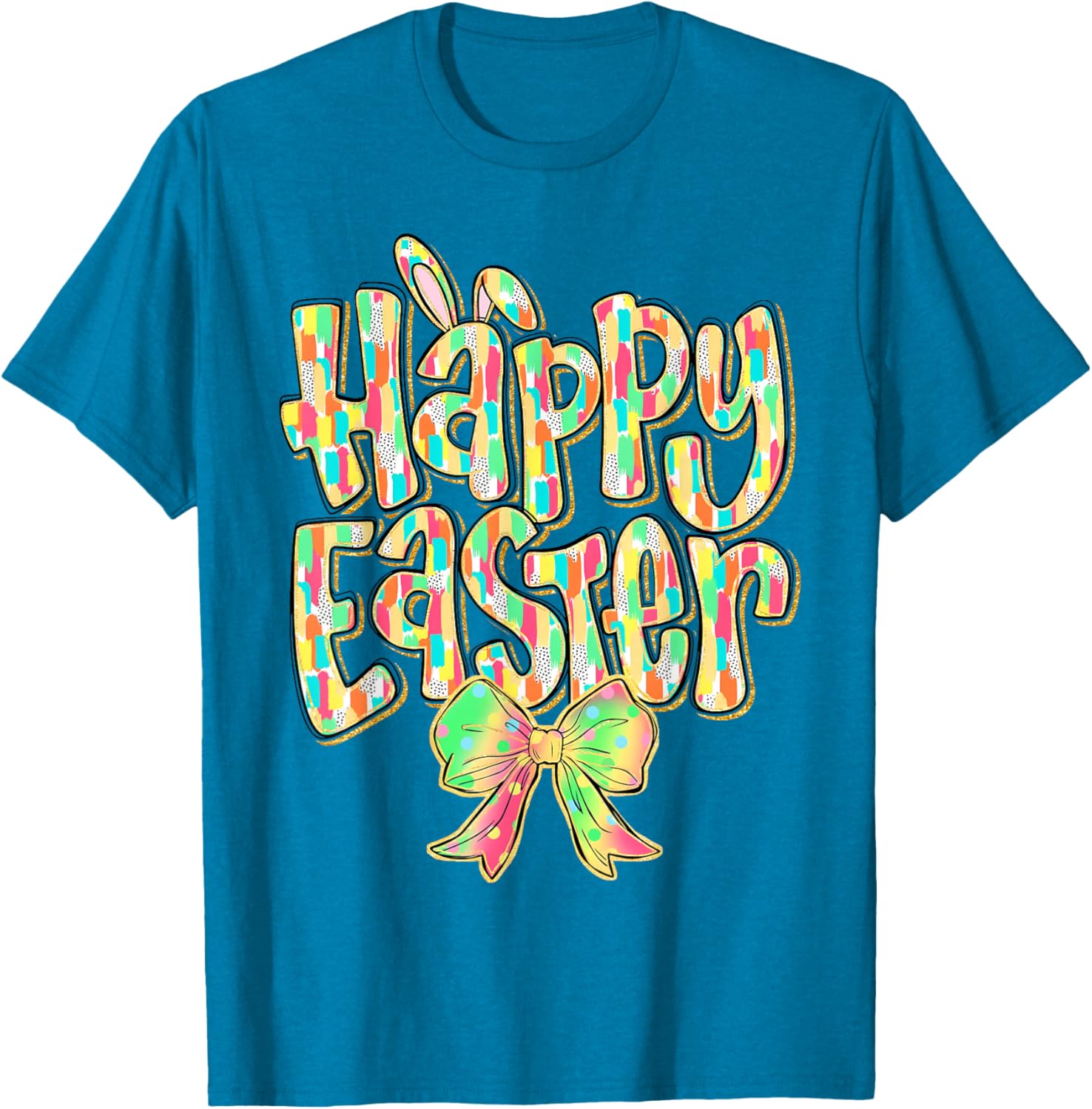 Cute Easter Bunny Coquette Bow Girl Women Happy Easter Day T-Shirt