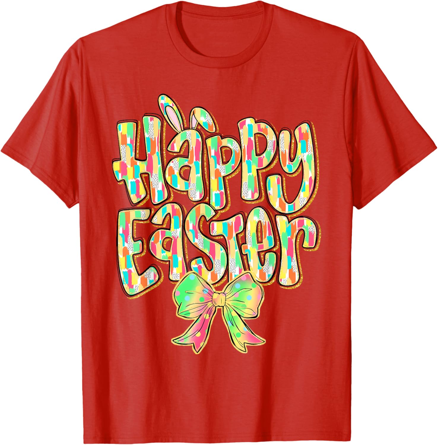 Cute Easter Bunny Coquette Bow Girl Women Happy Easter Day T-Shirt