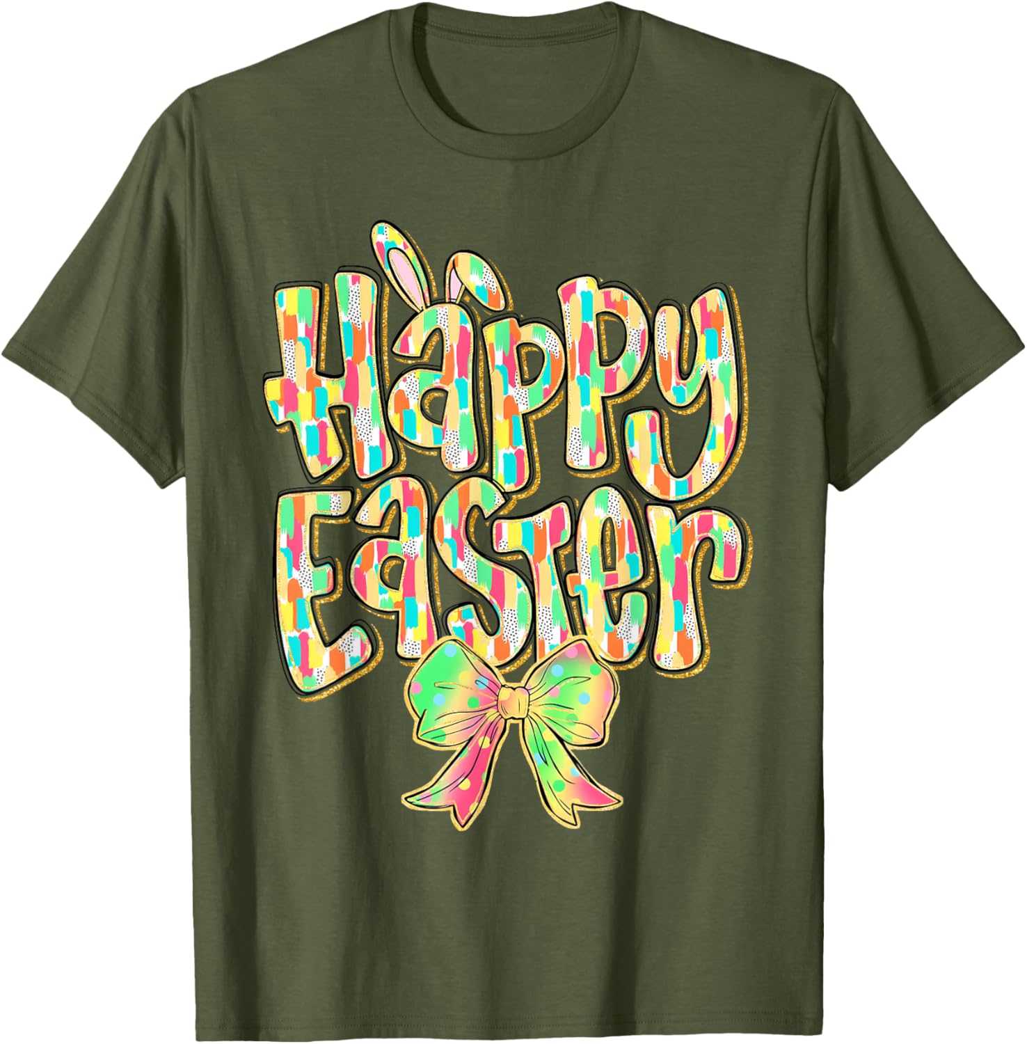 Cute Easter Bunny Coquette Bow Girl Women Happy Easter Day T-Shirt