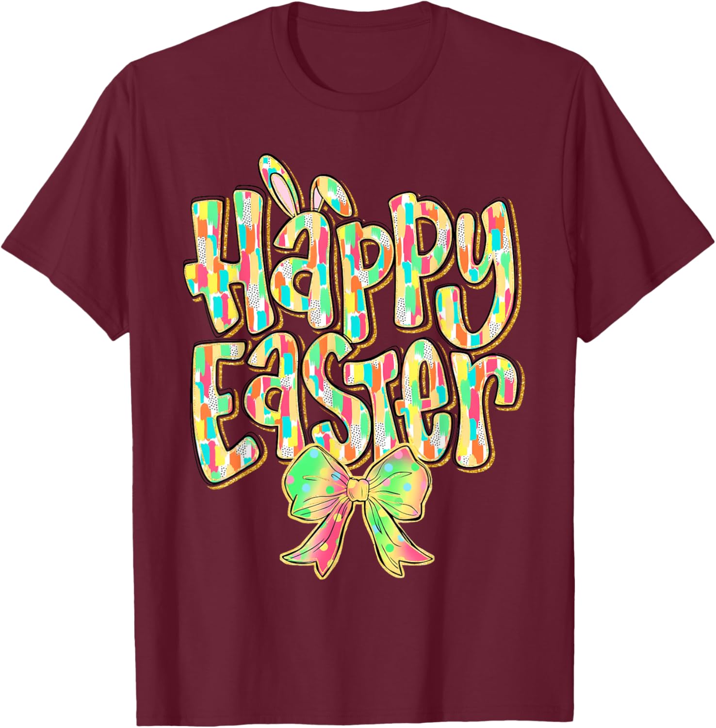 Cute Easter Bunny Coquette Bow Girl Women Happy Easter Day T-Shirt