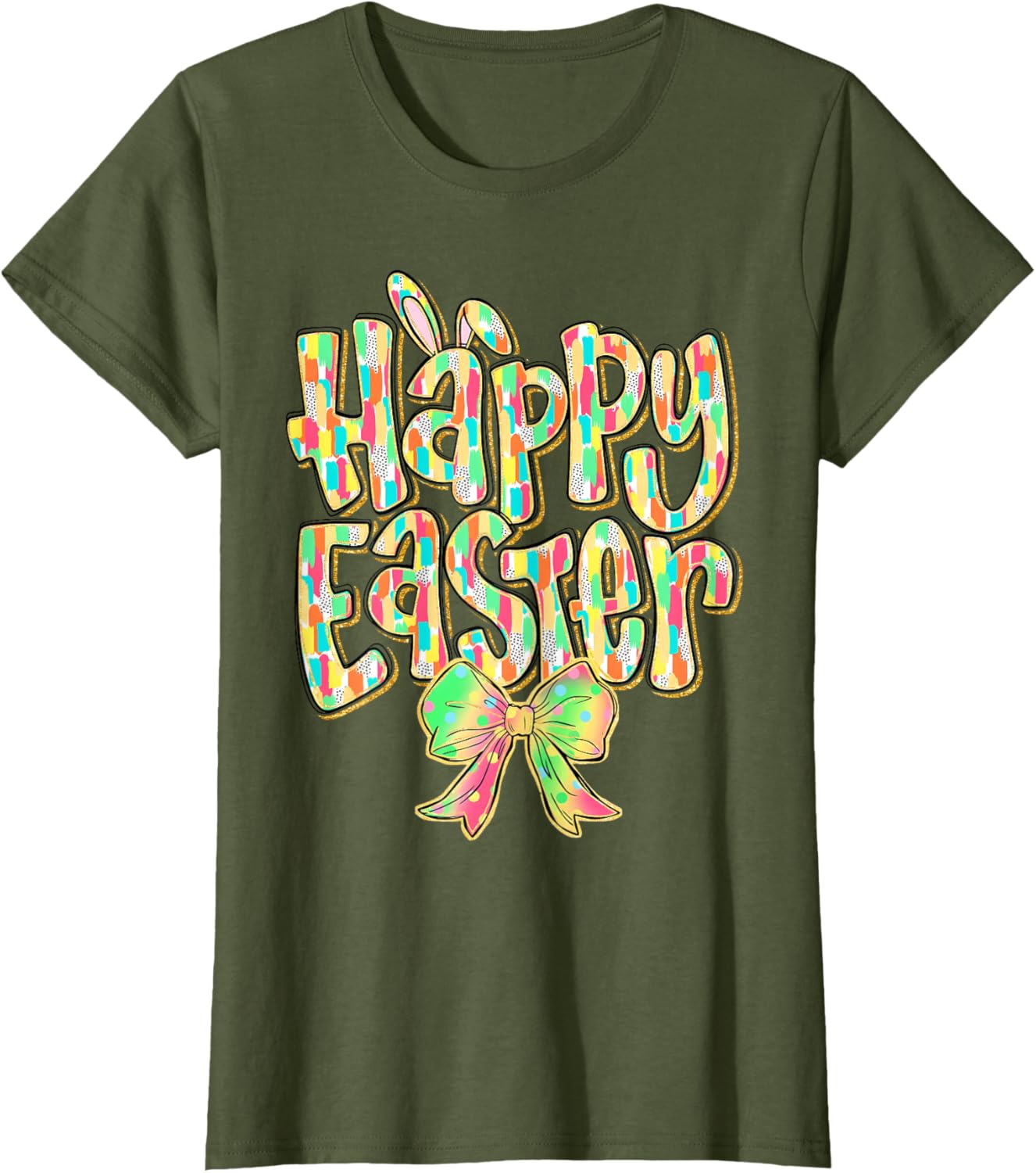 Cute Easter Bunny Coquette Bow Girl Women Happy Easter Day T-Shirt