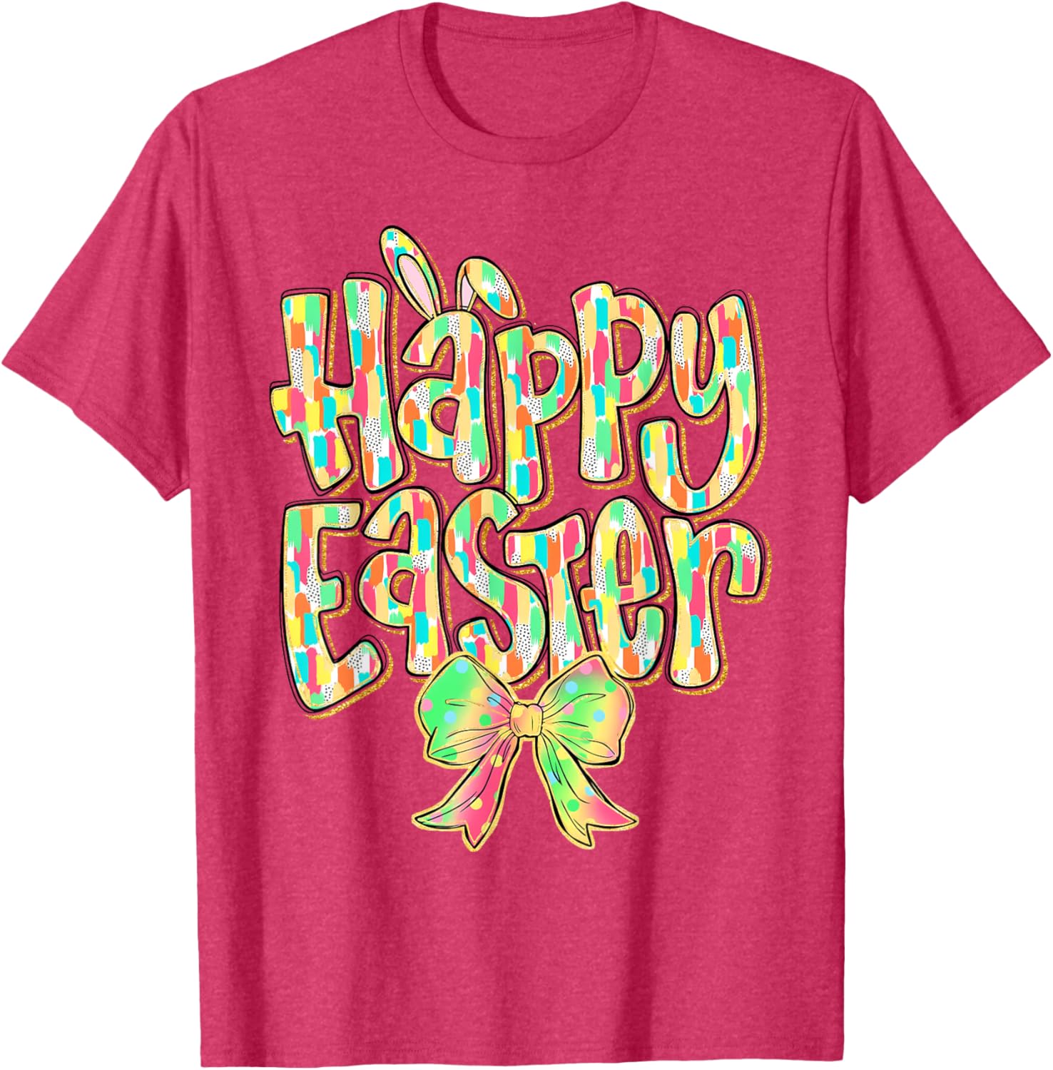 Cute Easter Bunny Coquette Bow Girl Women Happy Easter Day T-Shirt