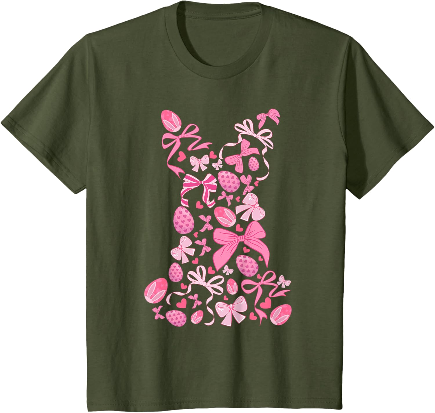 Cute Easter Bunny Coquette Bow Happy Easter Day Girl Women T-Shirt