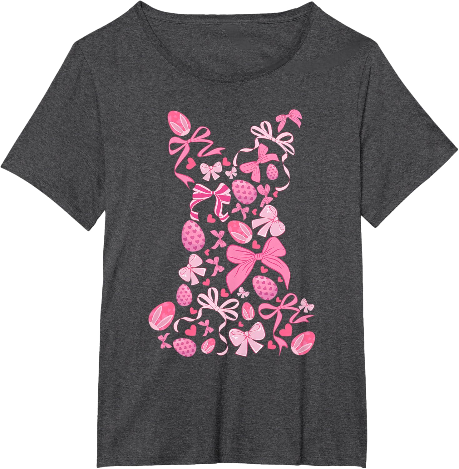 Cute Easter Bunny Coquette Bow Happy Easter Day Girl Women T-Shirt