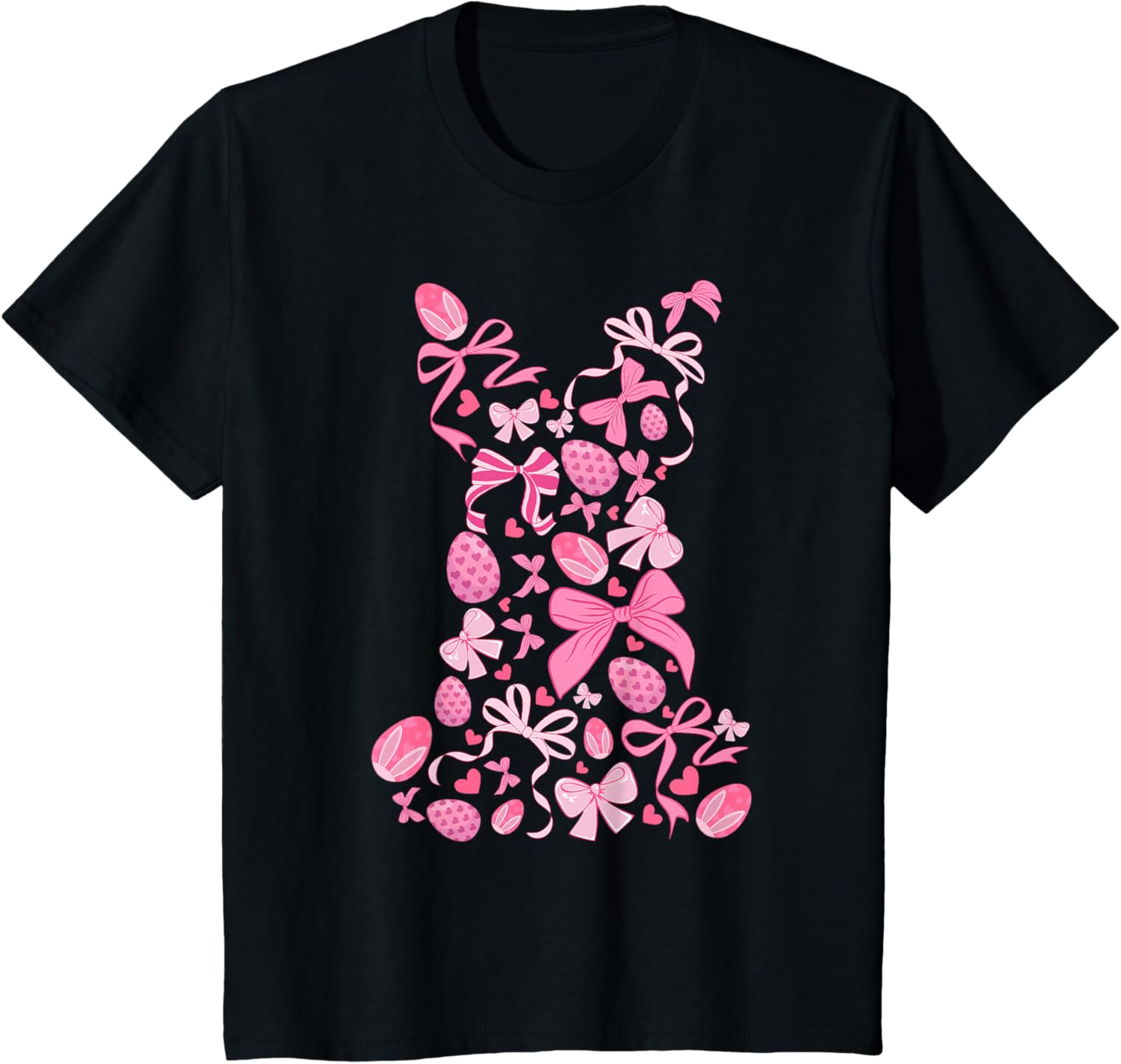 Cute Easter Bunny Coquette Bow Happy Easter Day Girl Women T-Shirt