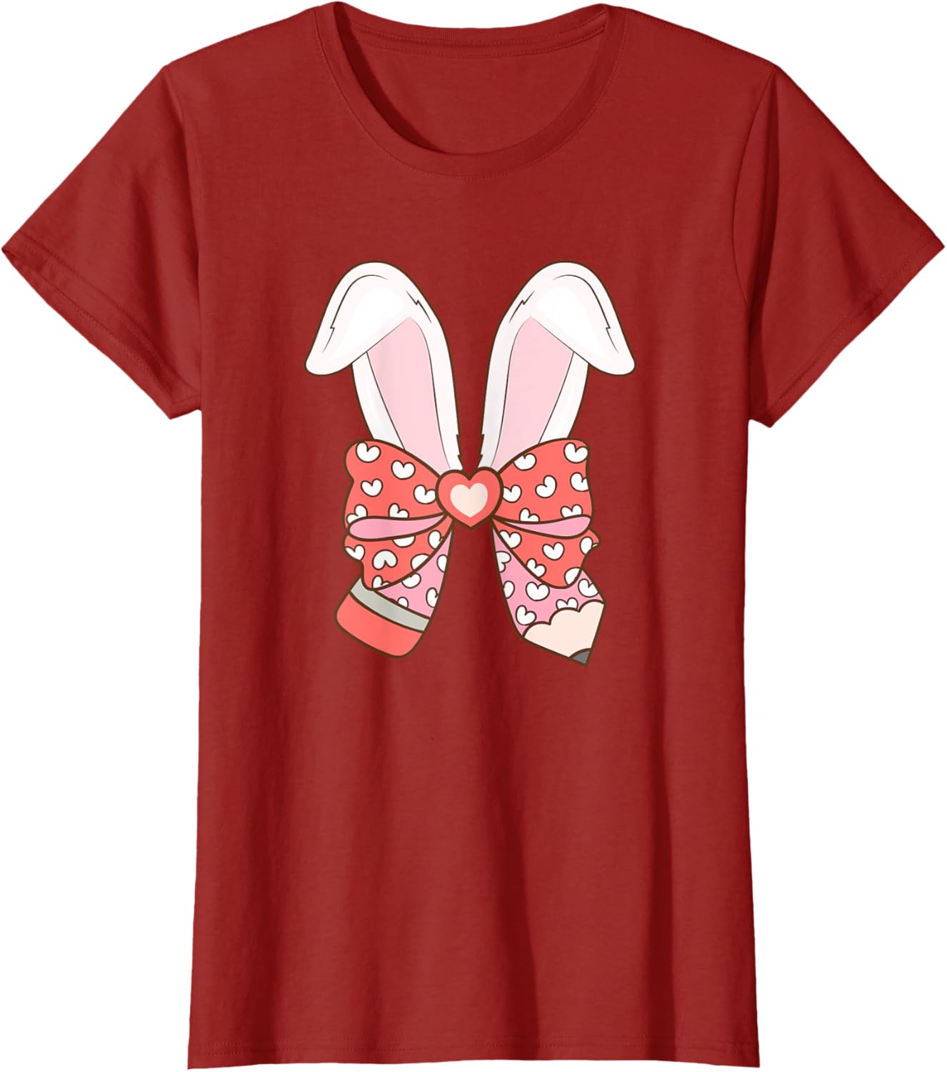 Cute Easter Bunny Ear Pen Coquette Bow Nursery Teachers kids T-Shirt