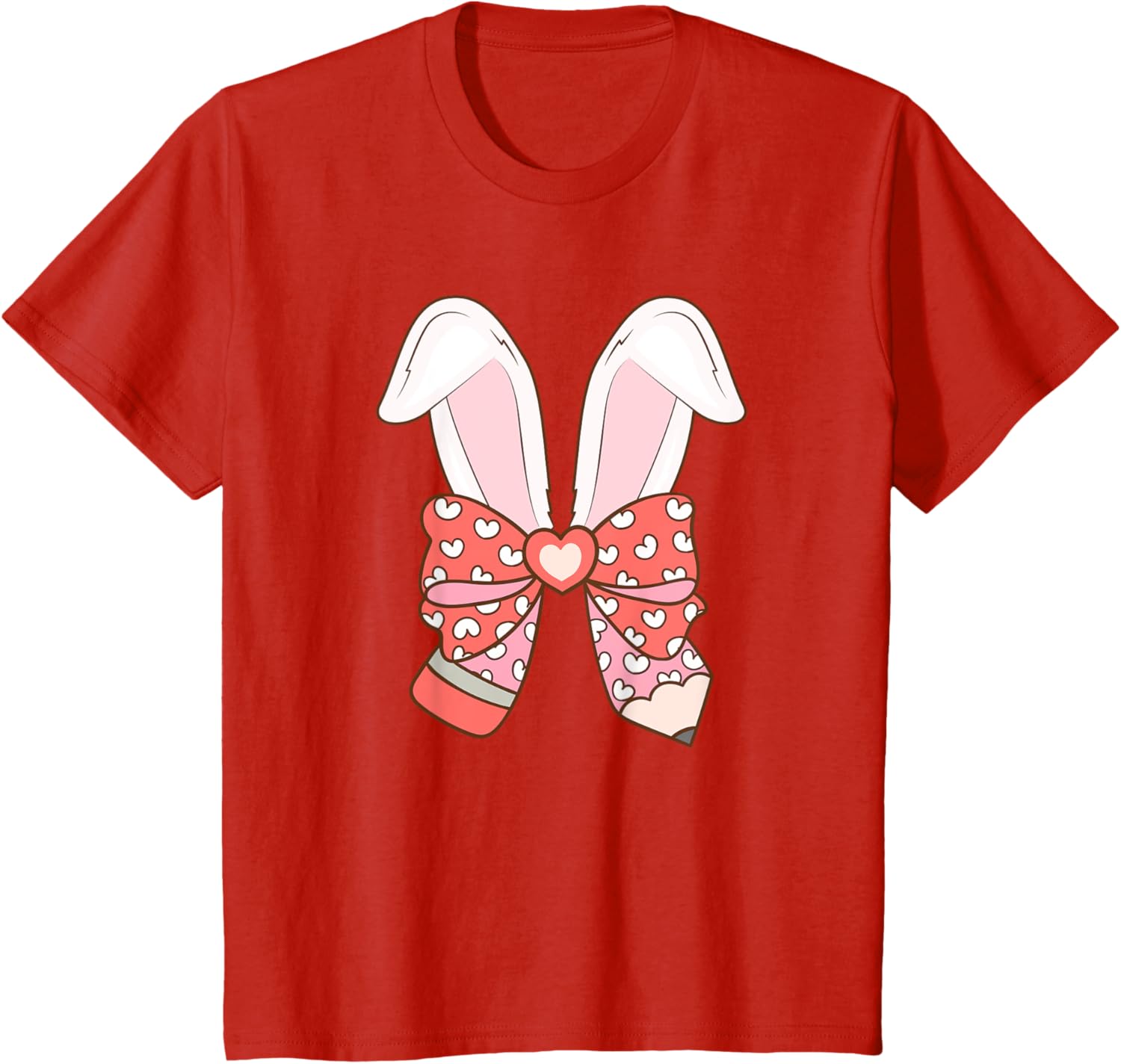 Cute Easter Bunny Ear Pen Coquette Bow Nursery Teachers kids T-Shirt