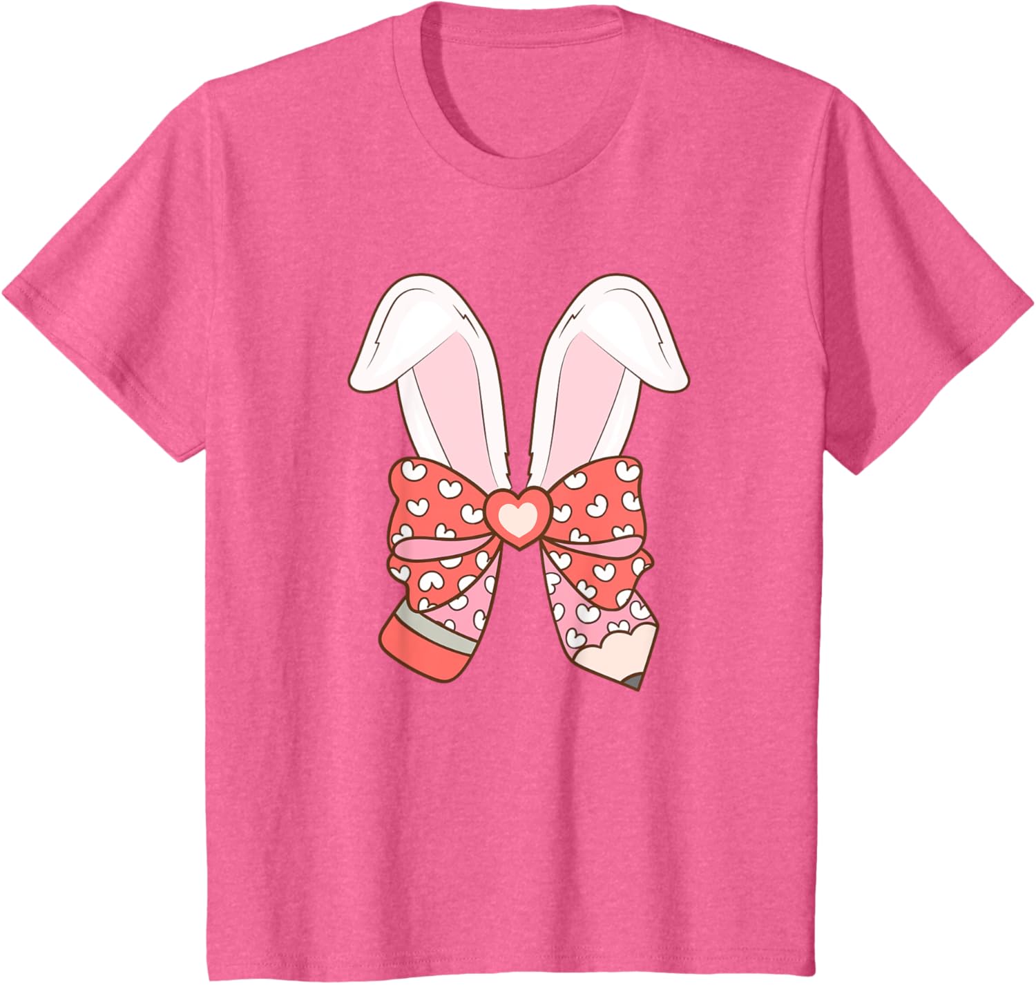 Cute Easter Bunny Ear Pen Coquette Bow Nursery Teachers kids T-Shirt