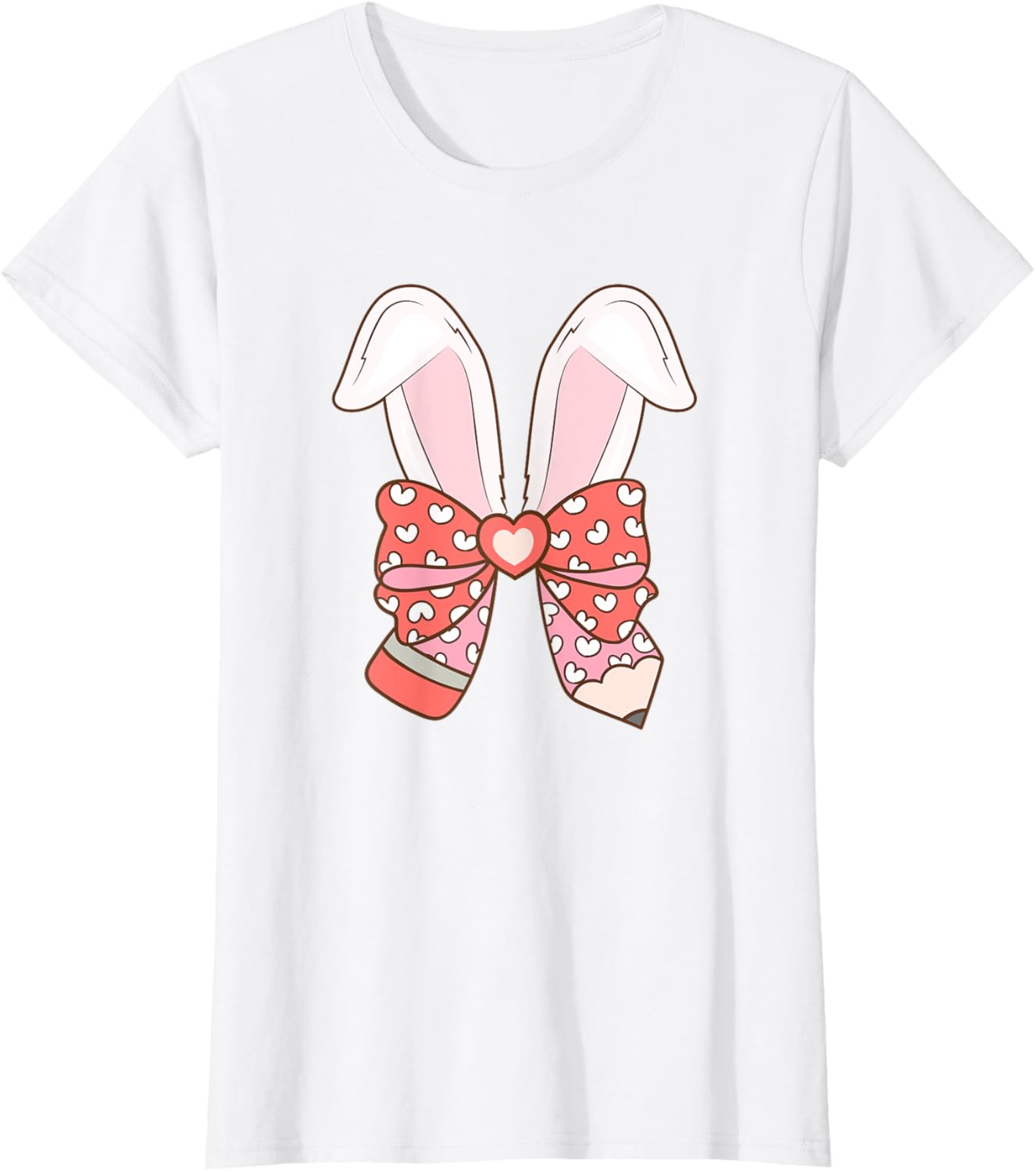 Cute Easter Bunny Ear Pen Coquette Bow Nursery Teachers kids T-Shirt