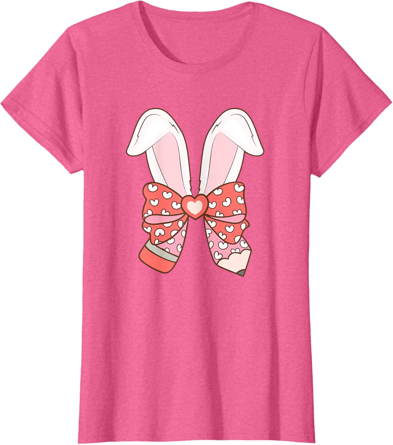 Cute Easter Bunny Ear Pen Coquette Bow Nursery Teachers kids T-Shirt