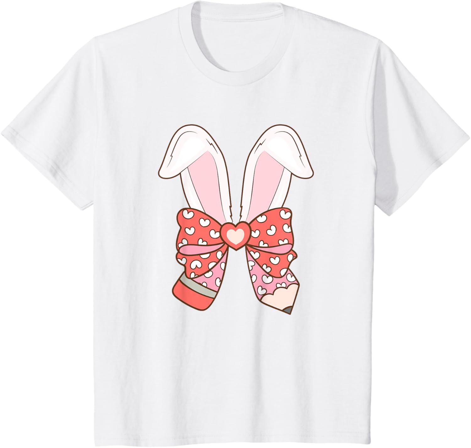 Cute Easter Bunny Ear Pen Coquette Bow Nursery Teachers kids T-Shirt