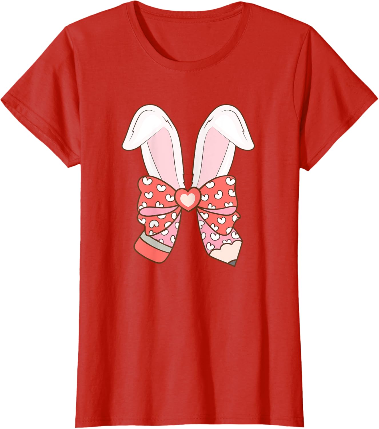 Cute Easter Bunny Ear Pen Coquette Bow Nursery Teachers kids T-Shirt