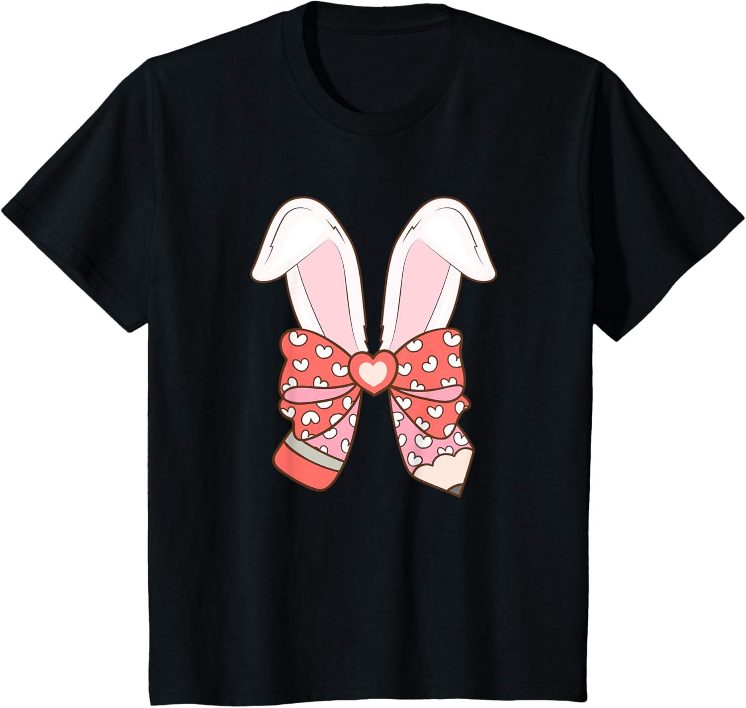 Cute Easter Bunny Ear Pen Coquette Bow Nursery Teachers kids T-Shirt