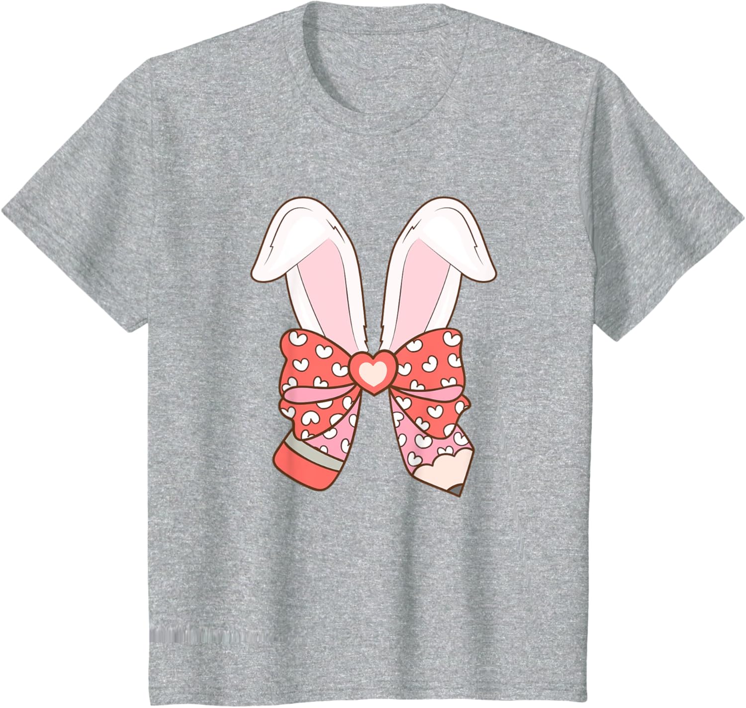 Cute Easter Bunny Ear Pen Coquette Bow Nursery Teachers kids T-Shirt