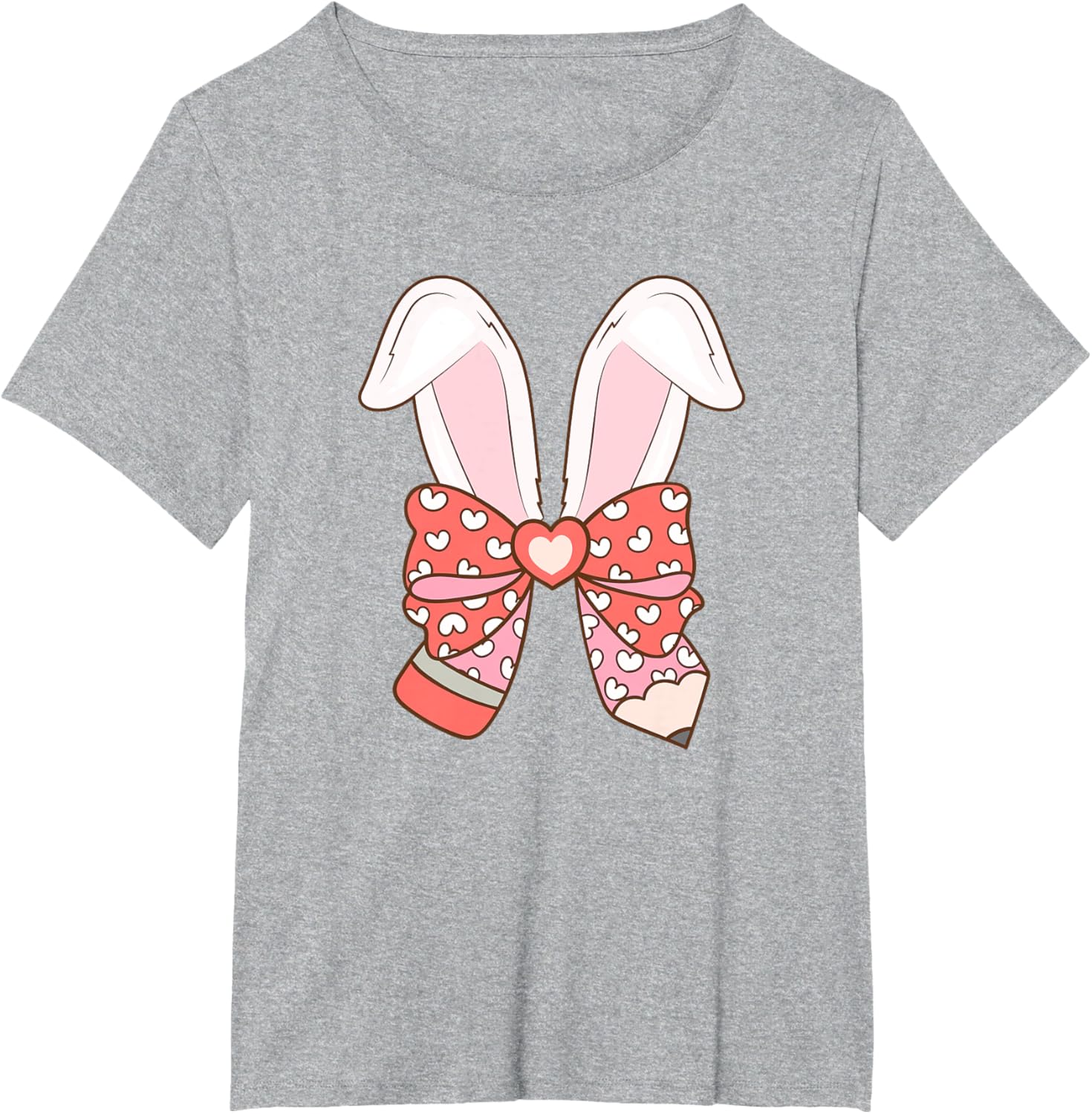 Cute Easter Bunny Ear Pen Coquette Bow Nursery Teachers kids T-Shirt