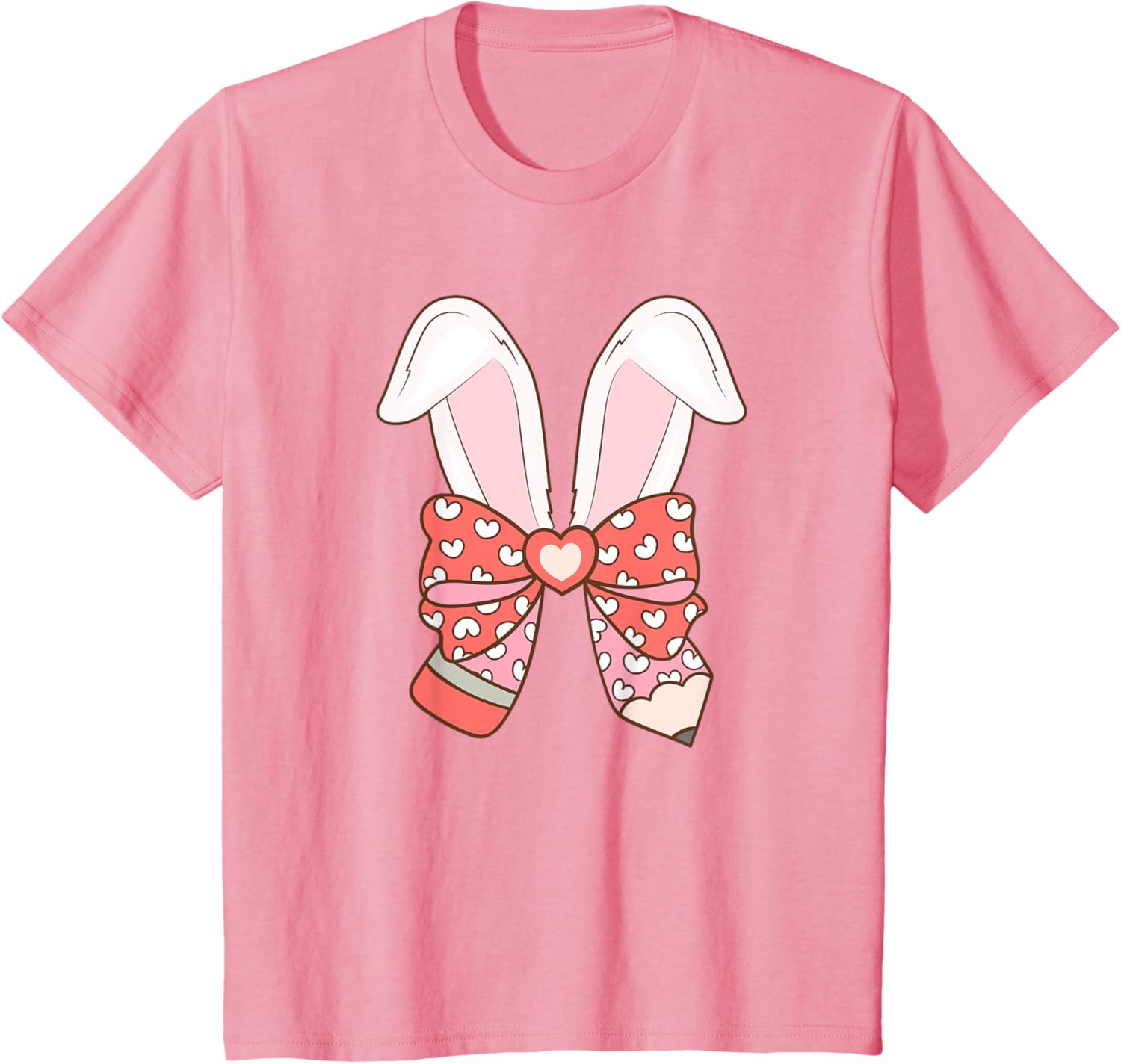 Cute Easter Bunny Ear Pen Coquette Bow Nursery Teachers kids T-Shirt