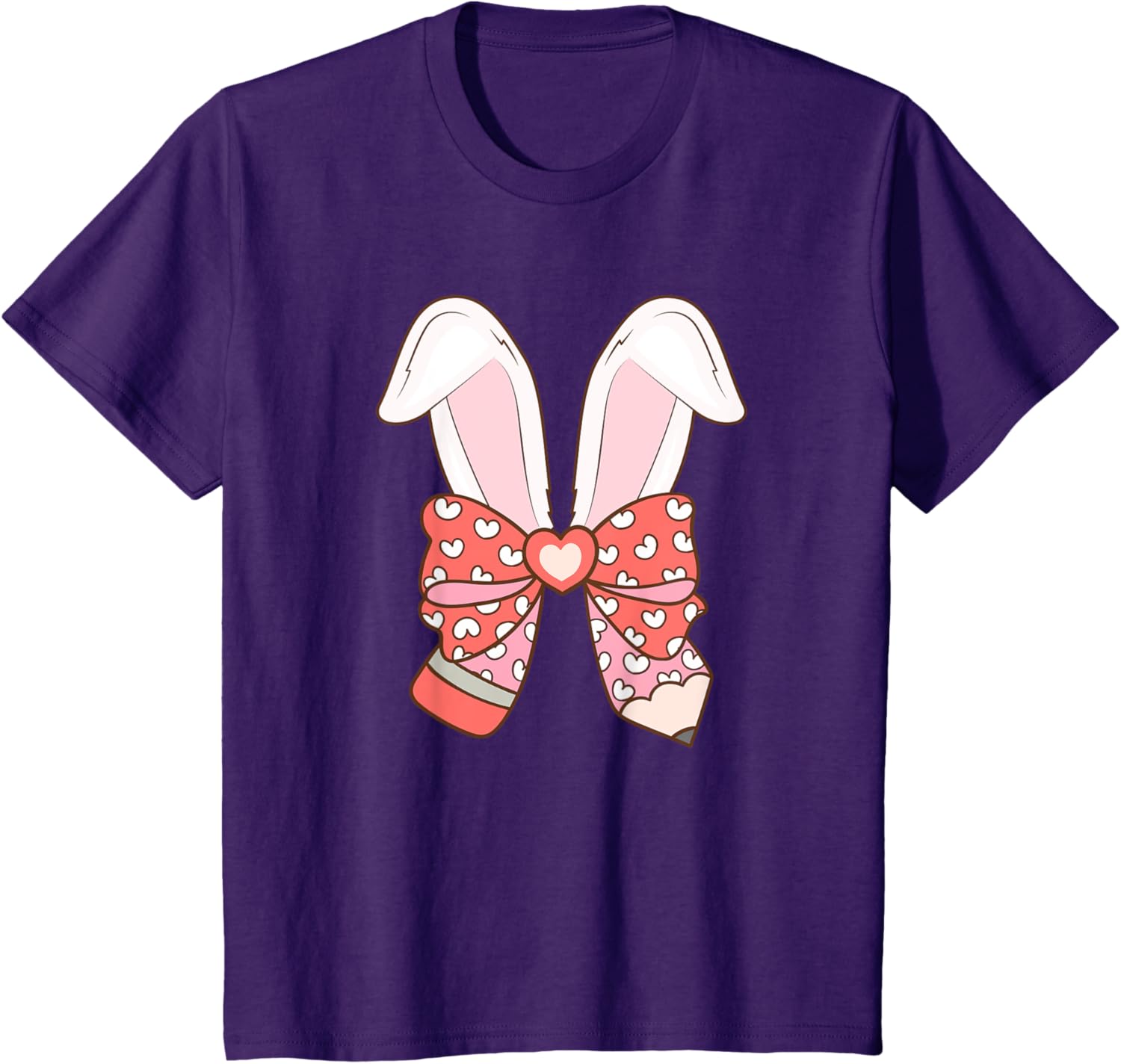 Cute Easter Bunny Ear Pen Coquette Bow Nursery Teachers kids T-Shirt