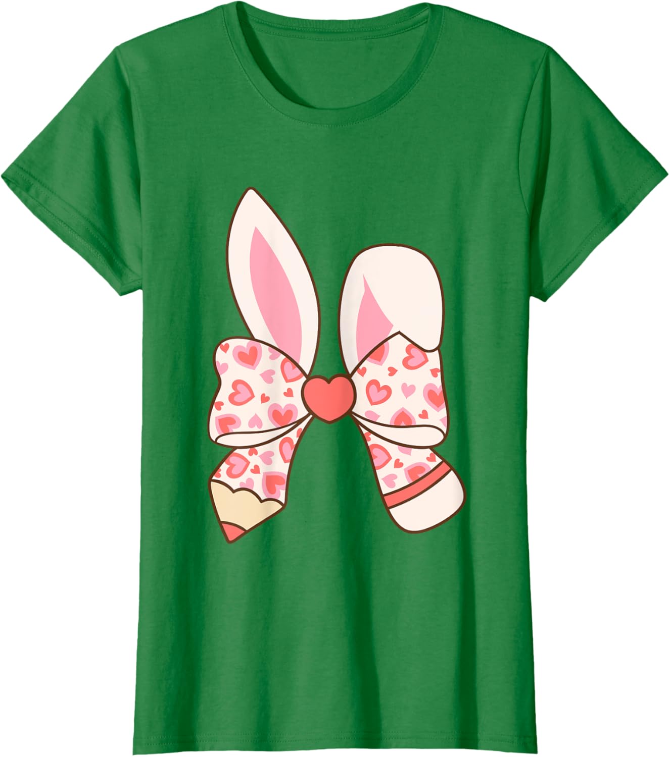 Cute Easter Bunny Ear Pen Coquette Bow Nursery Teachers kids T-Shirt