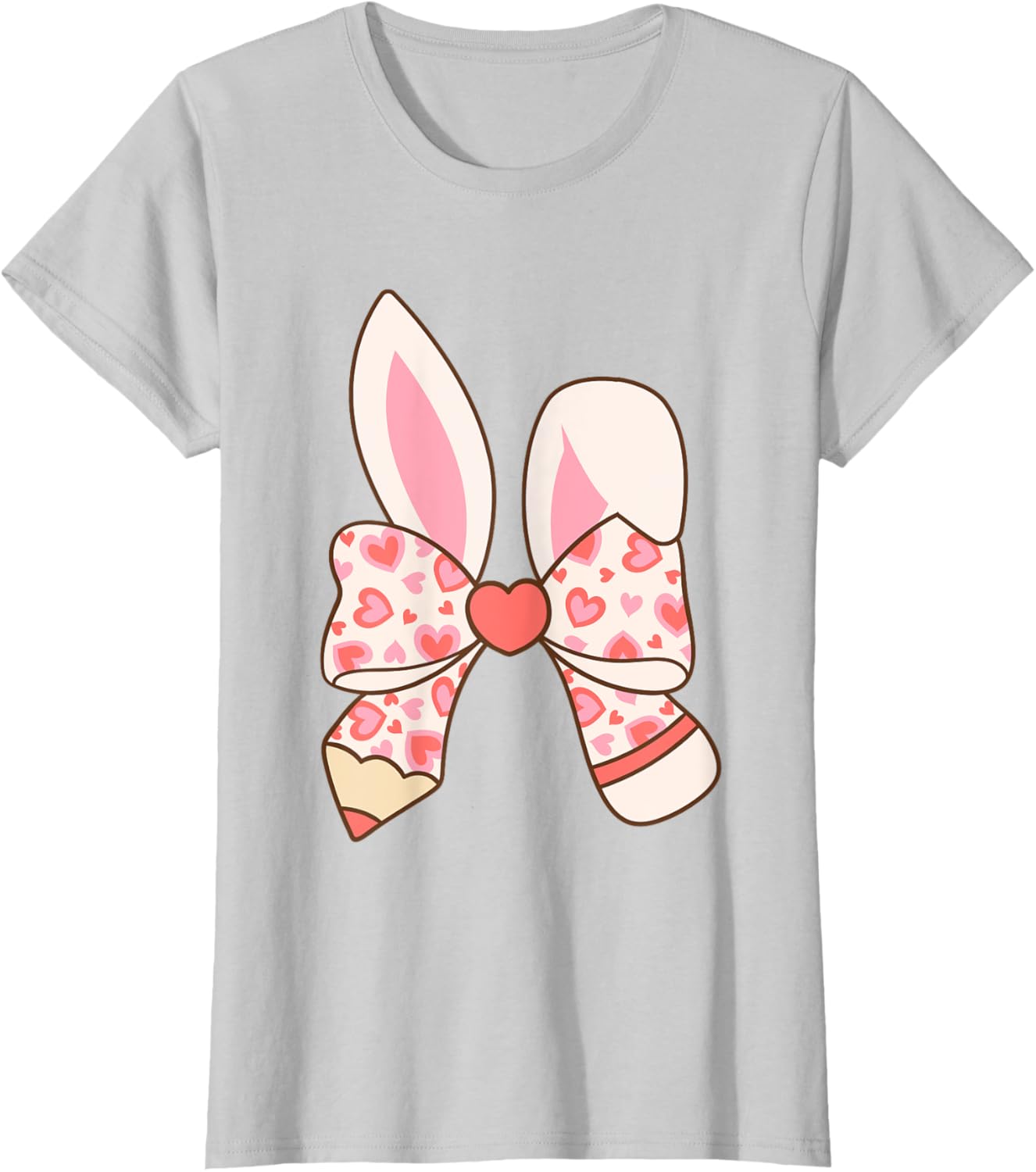 Cute Easter Bunny Ear Pen Coquette Bow Nursery Teachers kids T-Shirt