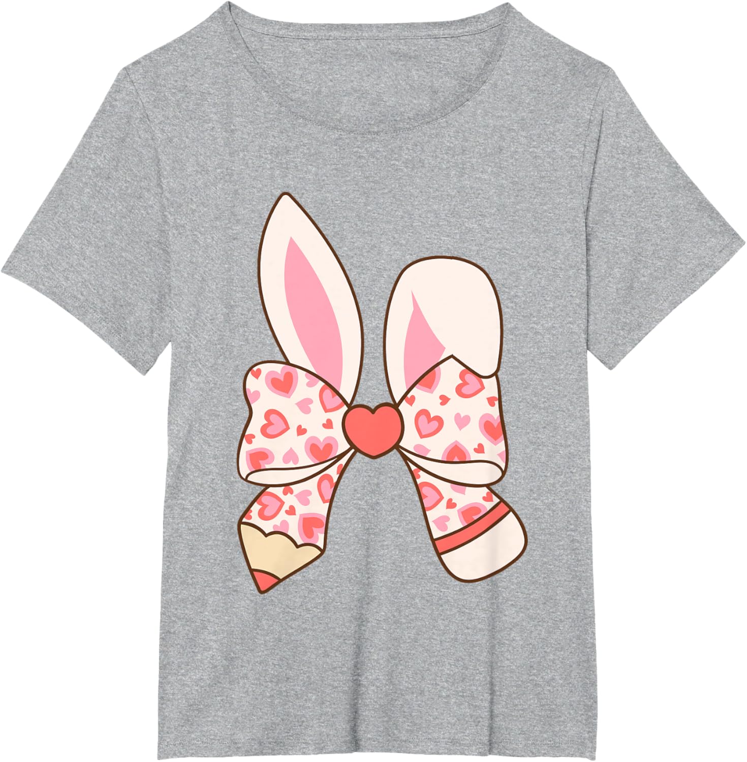 Cute Easter Bunny Ear Pen Coquette Bow Nursery Teachers kids T-Shirt