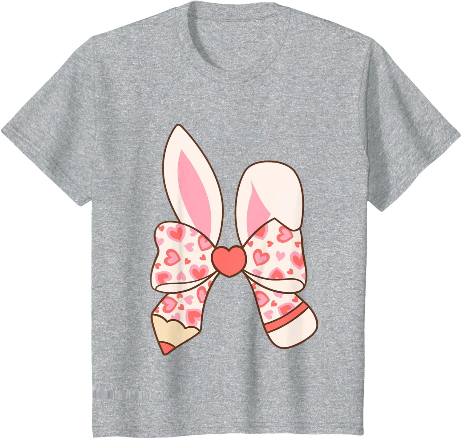 Cute Easter Bunny Ear Pen Coquette Bow Nursery Teachers kids T-Shirt