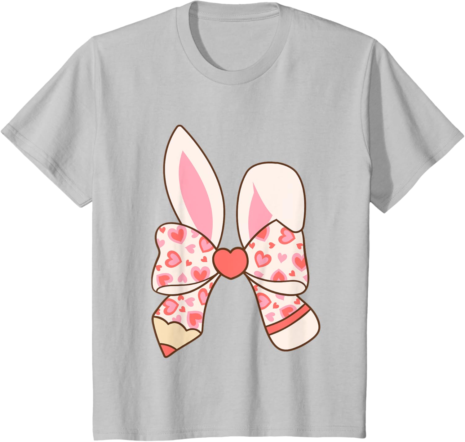 Cute Easter Bunny Ear Pen Coquette Bow Nursery Teachers kids T-Shirt