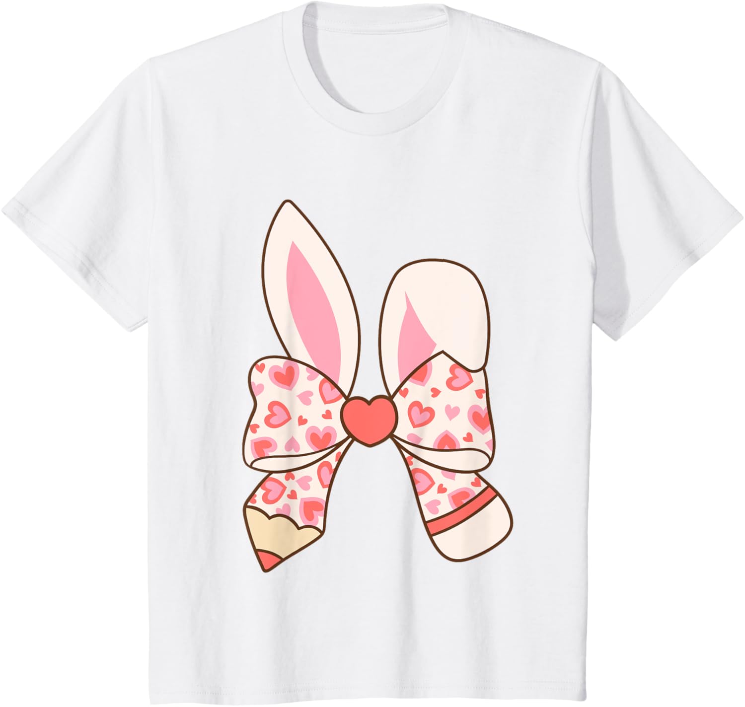 Cute Easter Bunny Ear Pen Coquette Bow Nursery Teachers kids T-Shirt