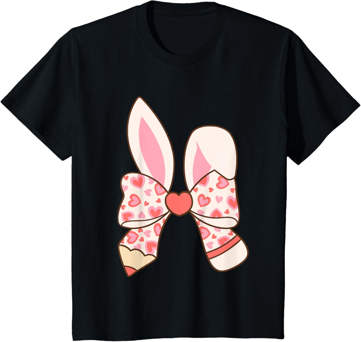 Cute Easter Bunny Ear Pen Coquette Bow Nursery Teachers kids T-Shirt