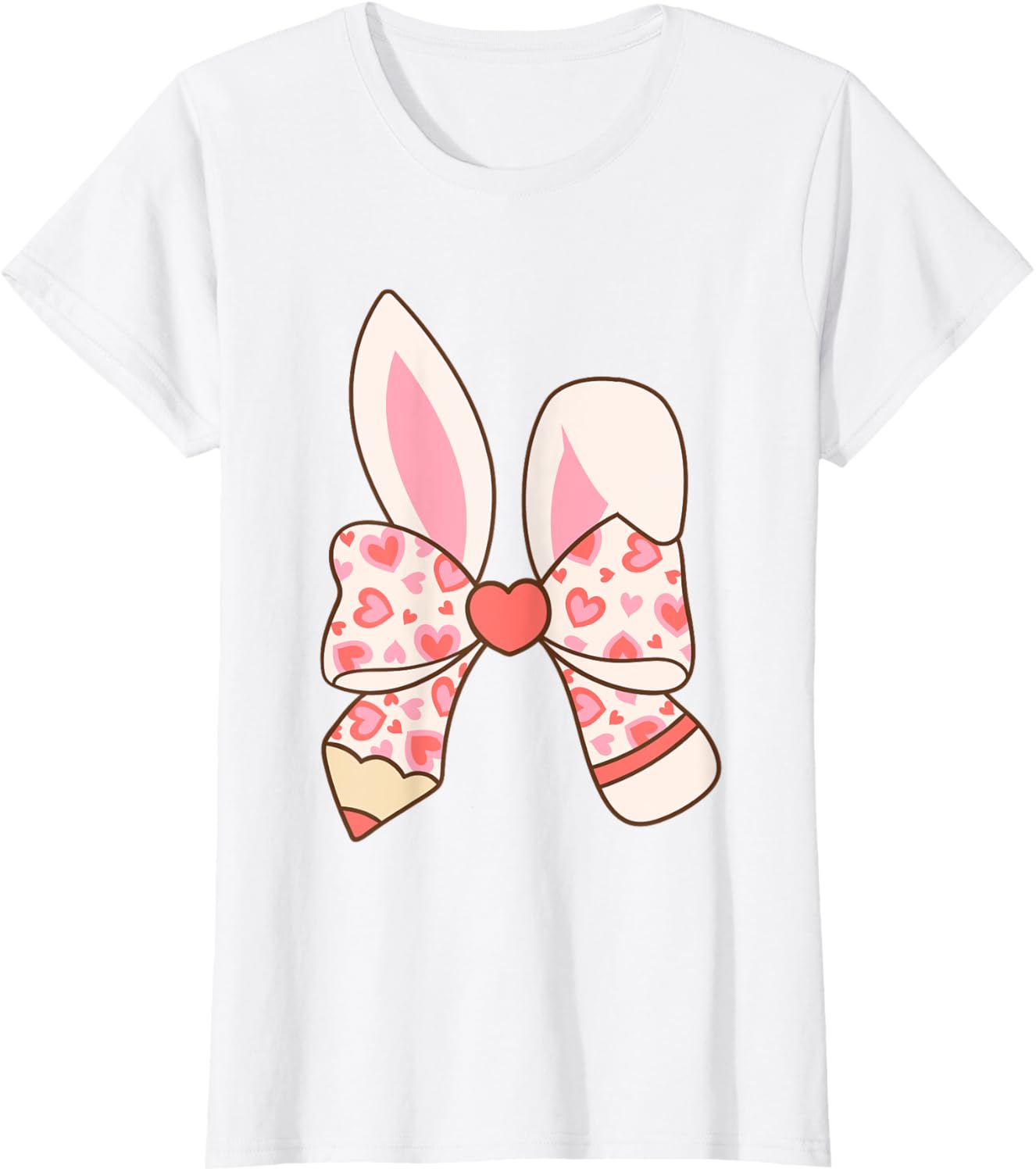 Cute Easter Bunny Ear Pen Coquette Bow Nursery Teachers kids T-Shirt