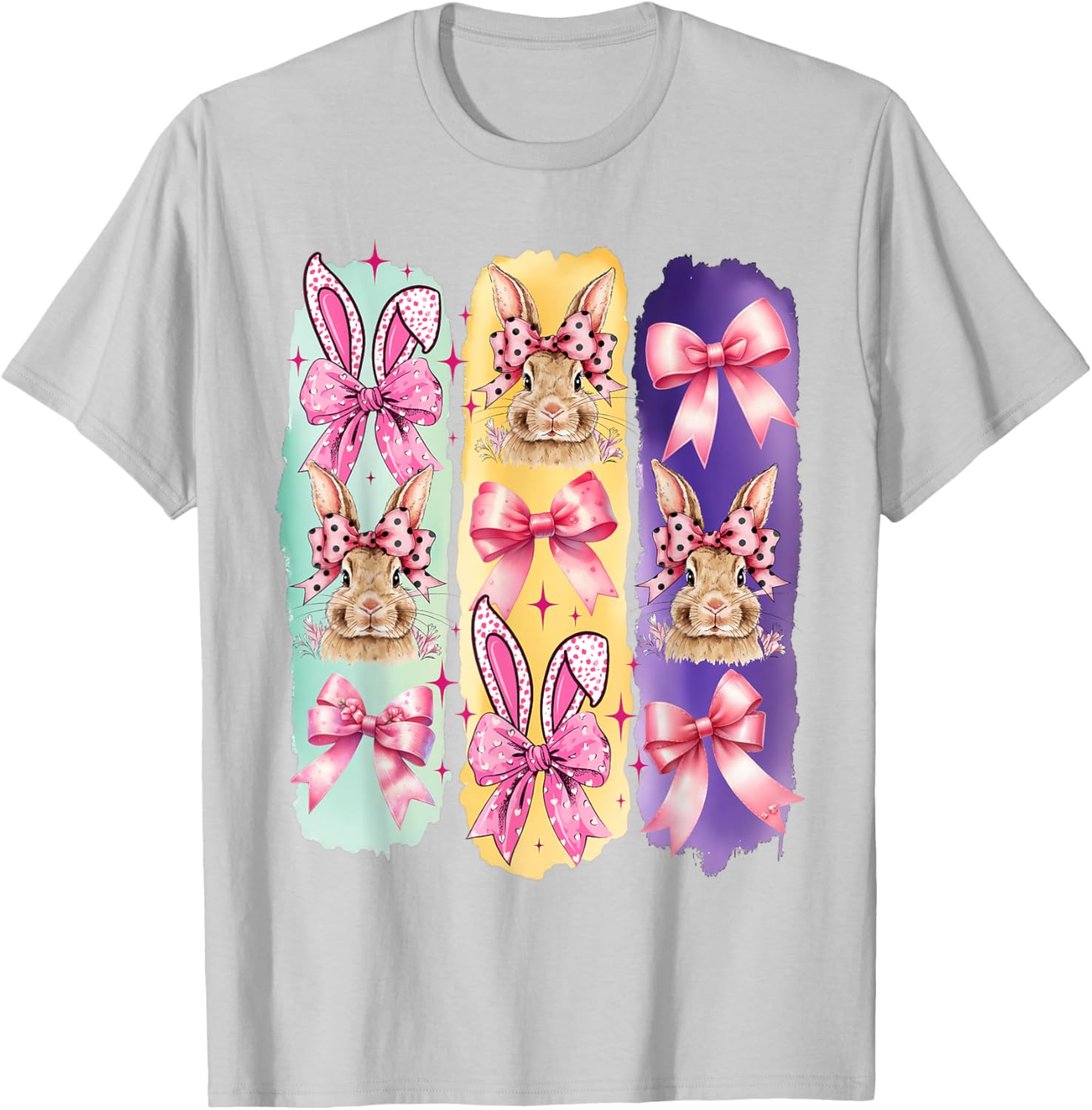 Cute Easter Bunny Face Coquette Bow Easter Day Brushstroke T-Shirt