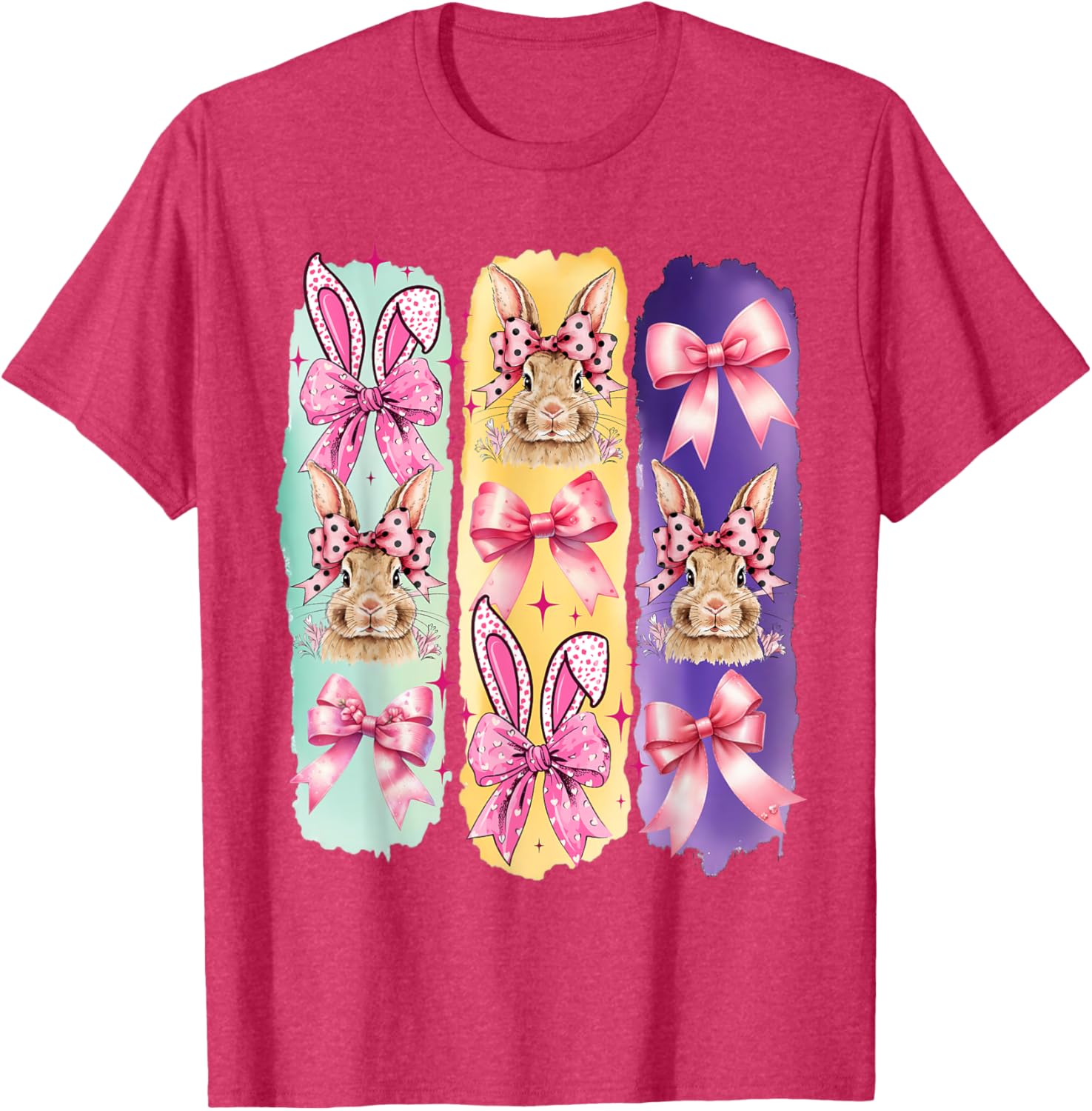 Cute Easter Bunny Face Coquette Bow Easter Day Brushstroke T-Shirt