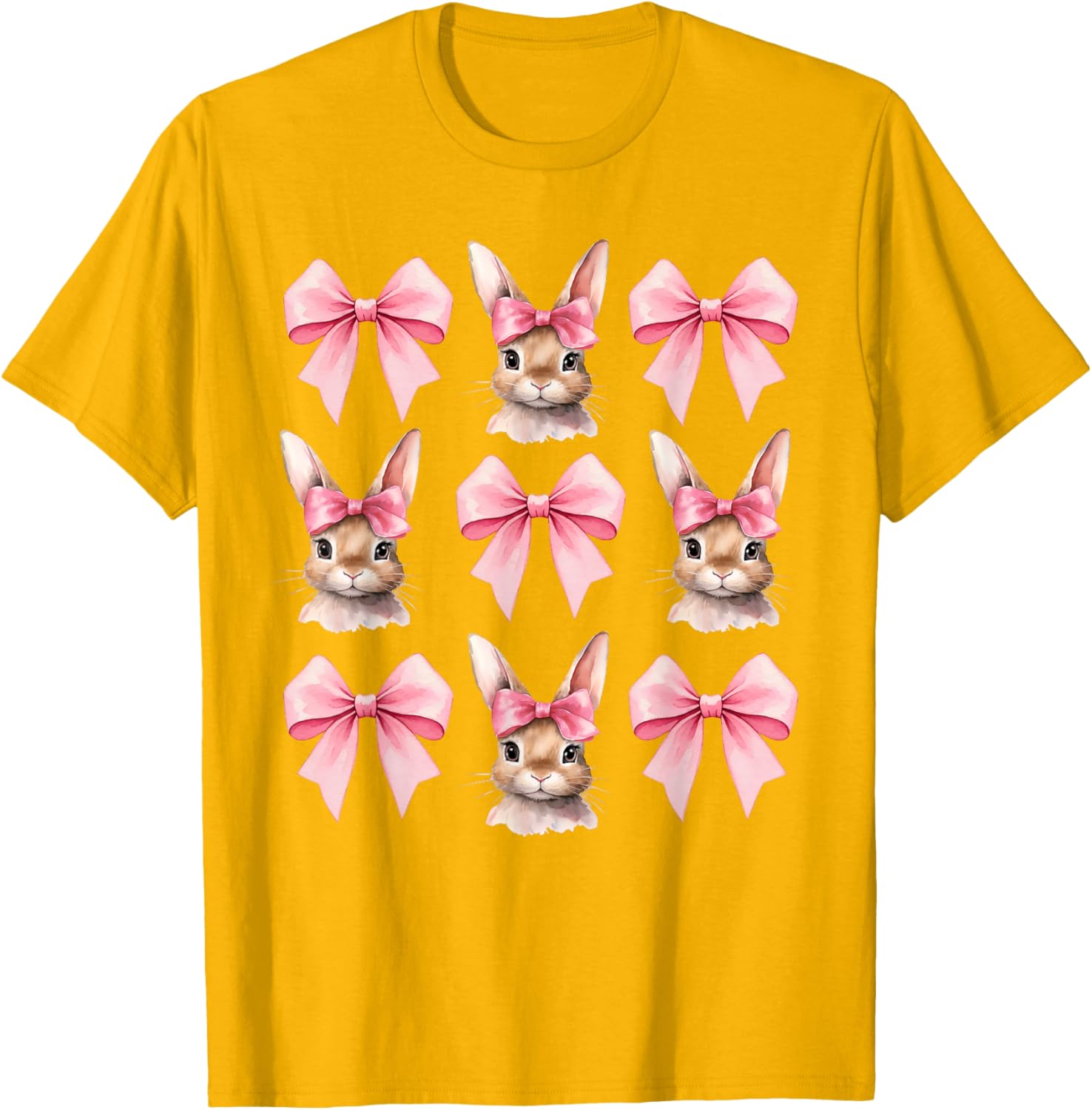 Cute Easter Bunny Face Coquette Bow Easter Day Girls Women T-Shirt