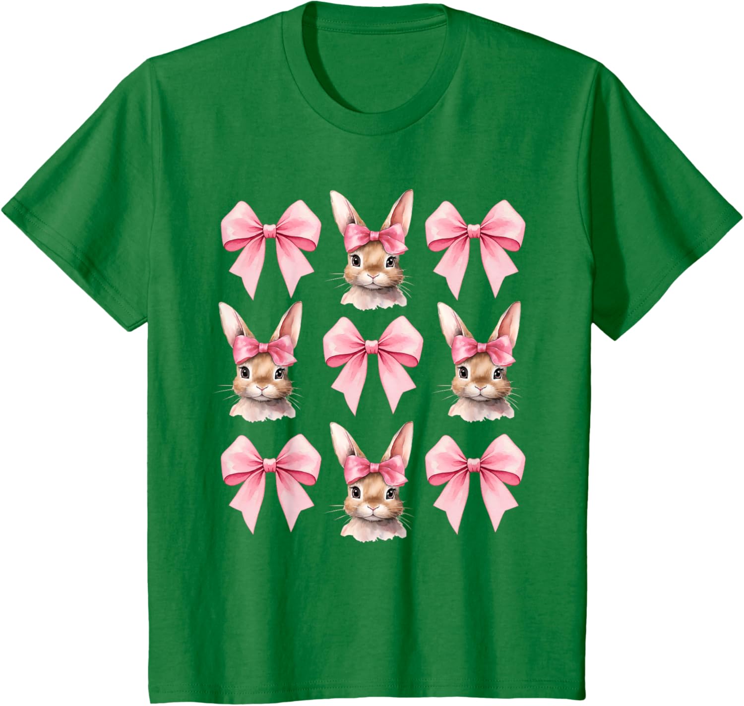 Cute Easter Bunny Face Coquette Bow Easter Day Girls Women T-Shirt