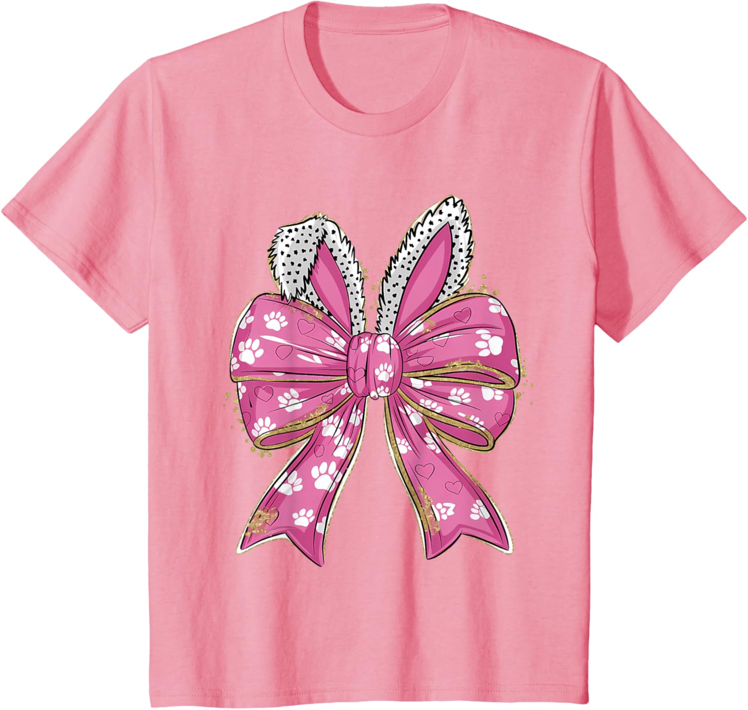 Cute Easter Bunny Face Coquette Bow Easter Day Girls Women T-Shirt