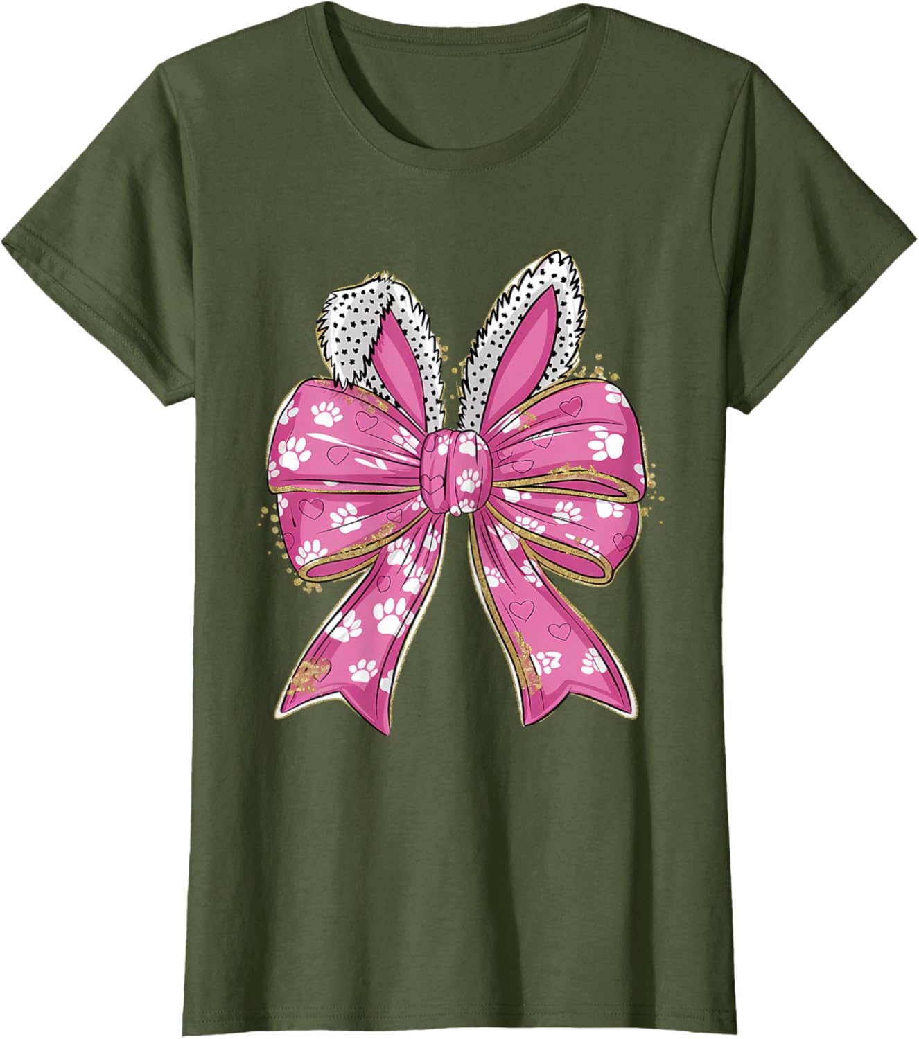 Cute Easter Bunny Face Coquette Bow Easter Day Girls Women T-Shirt