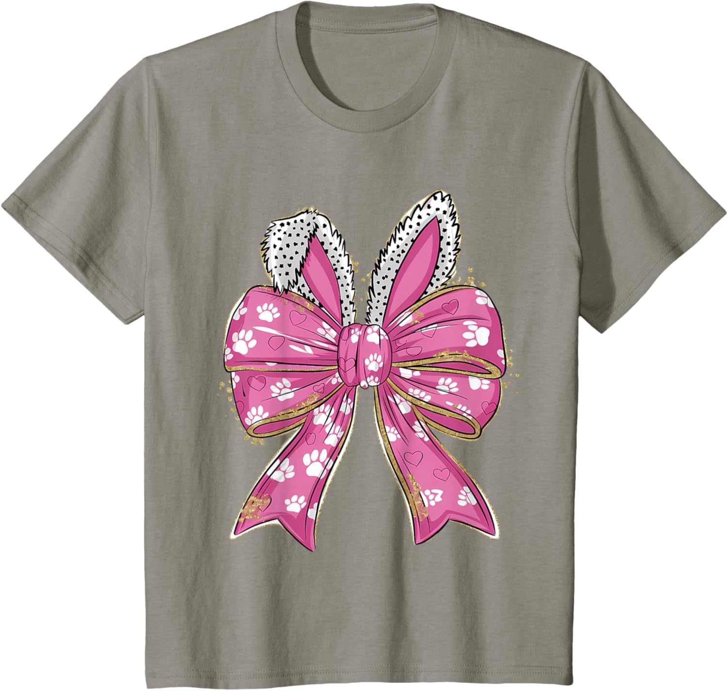 Cute Easter Bunny Face Coquette Bow Easter Day Girls Women T-Shirt