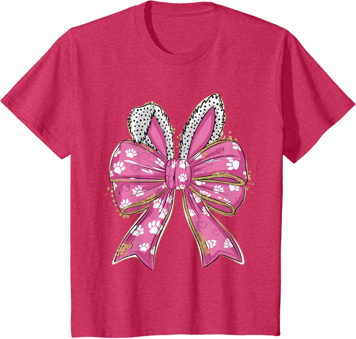 Cute Easter Bunny Face Coquette Bow Easter Day Girls Women T-Shirt