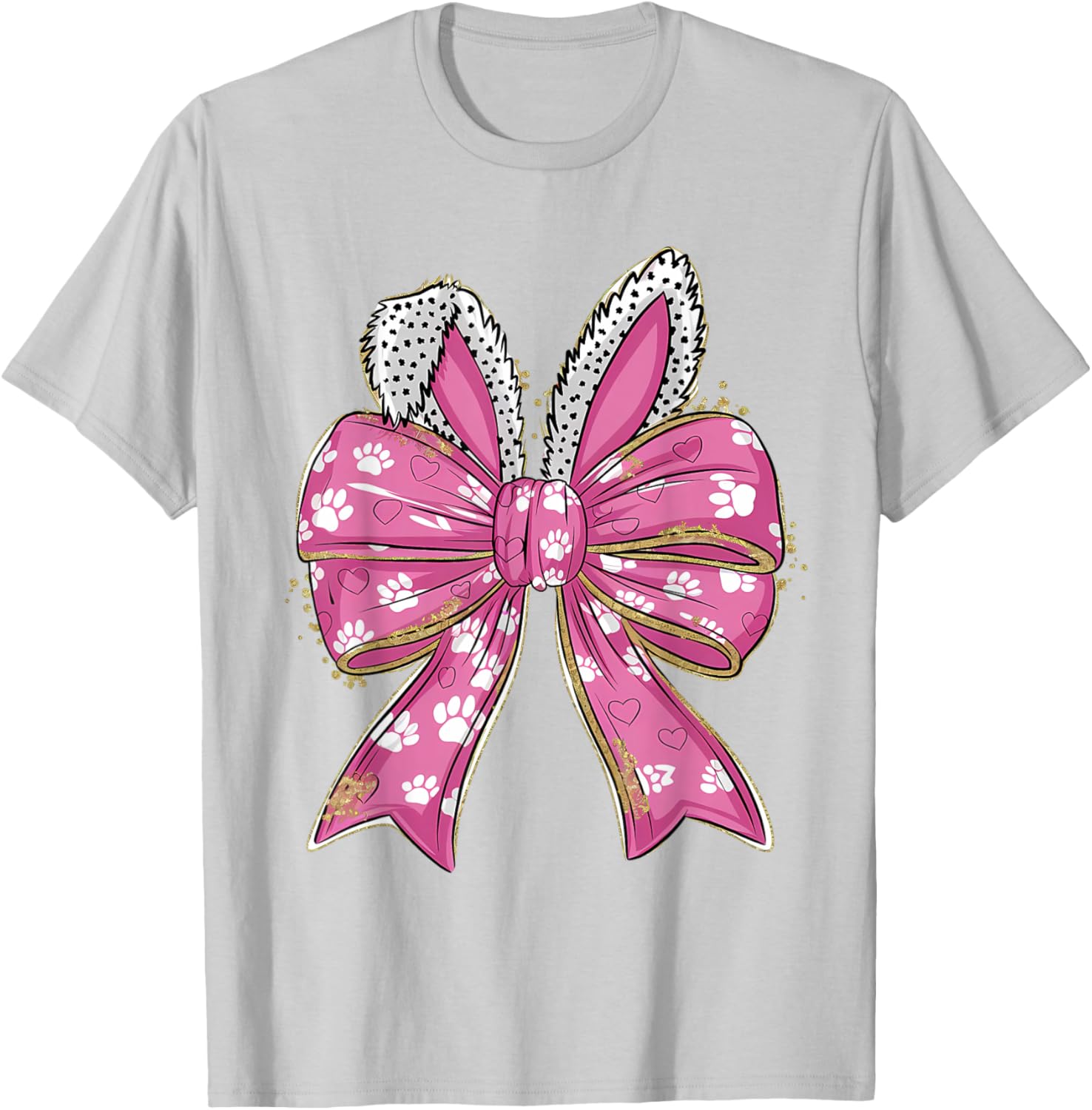 Cute Easter Bunny Face Coquette Bow Easter Day Girls Women T-Shirt